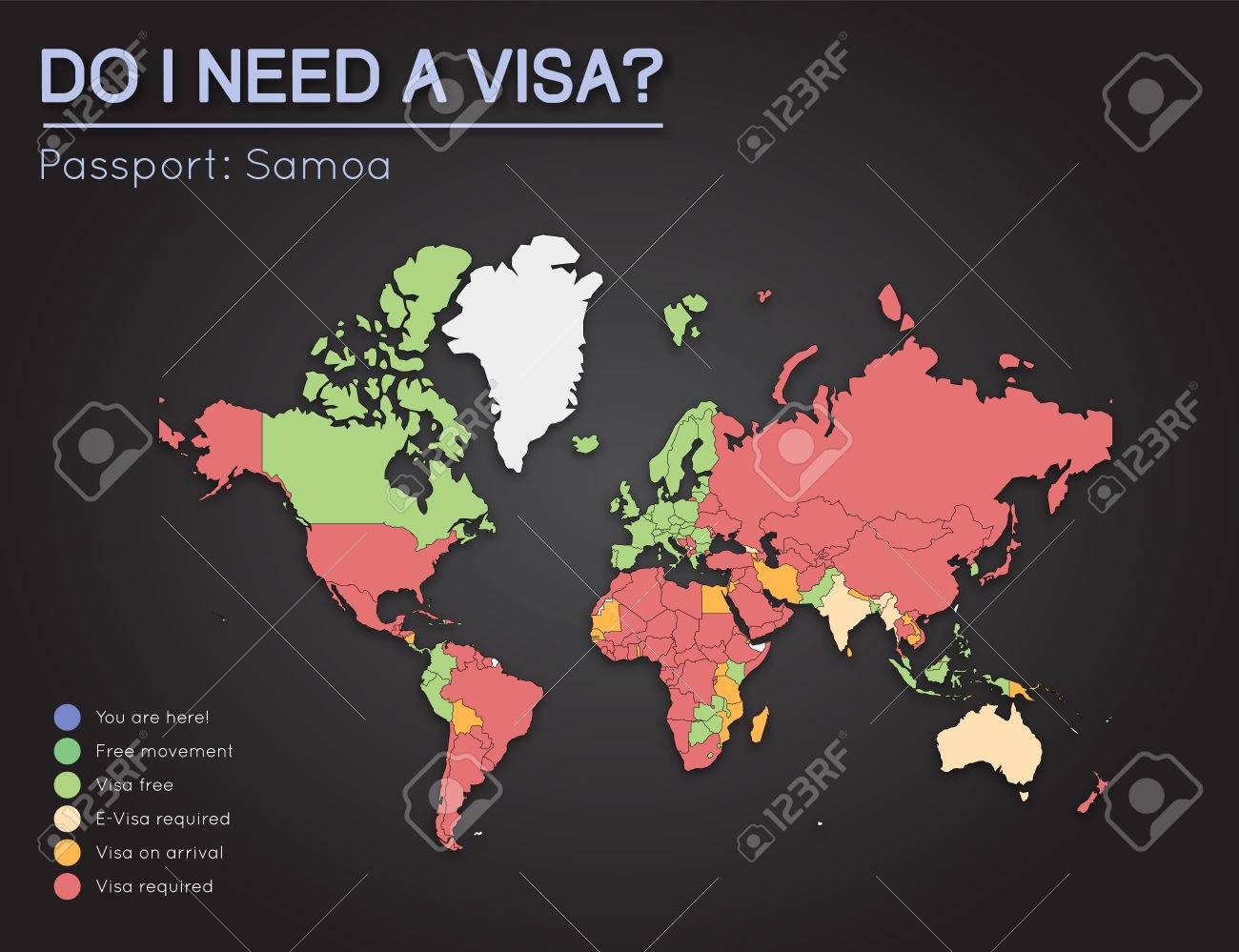 vector visas information for independent state of samoa passport holders year 2017 world map infographics showing visa requirements for all countries