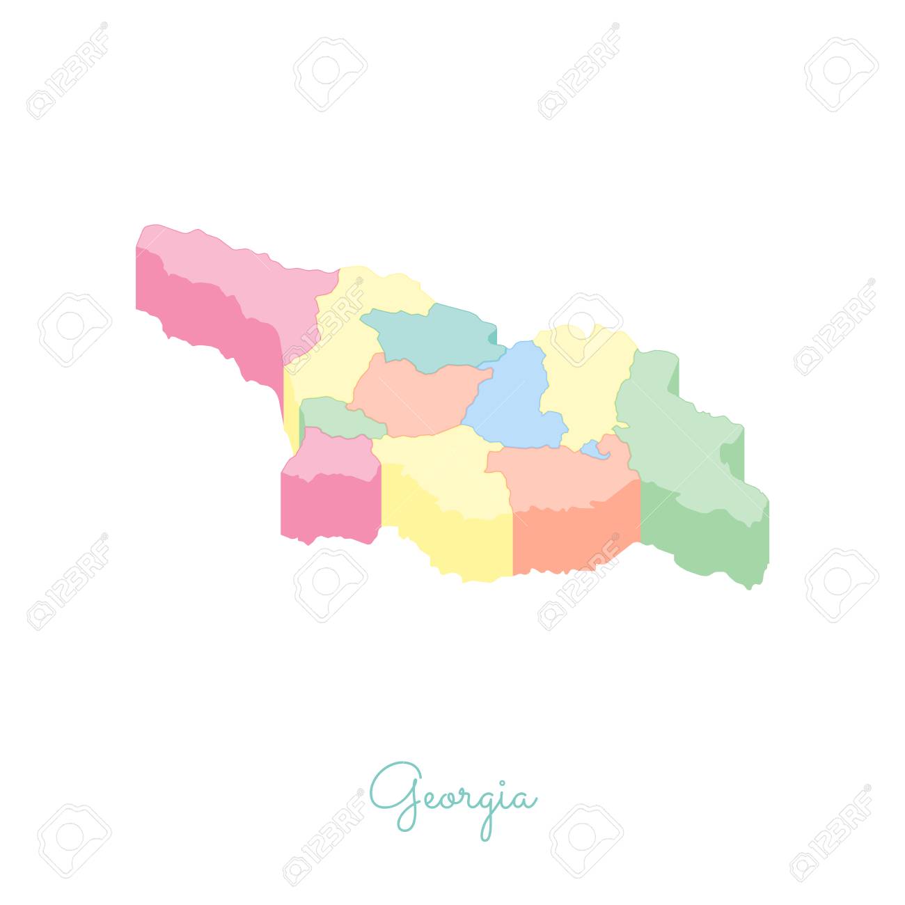 georgia region map colorful isometric top view detailed map georgia regions