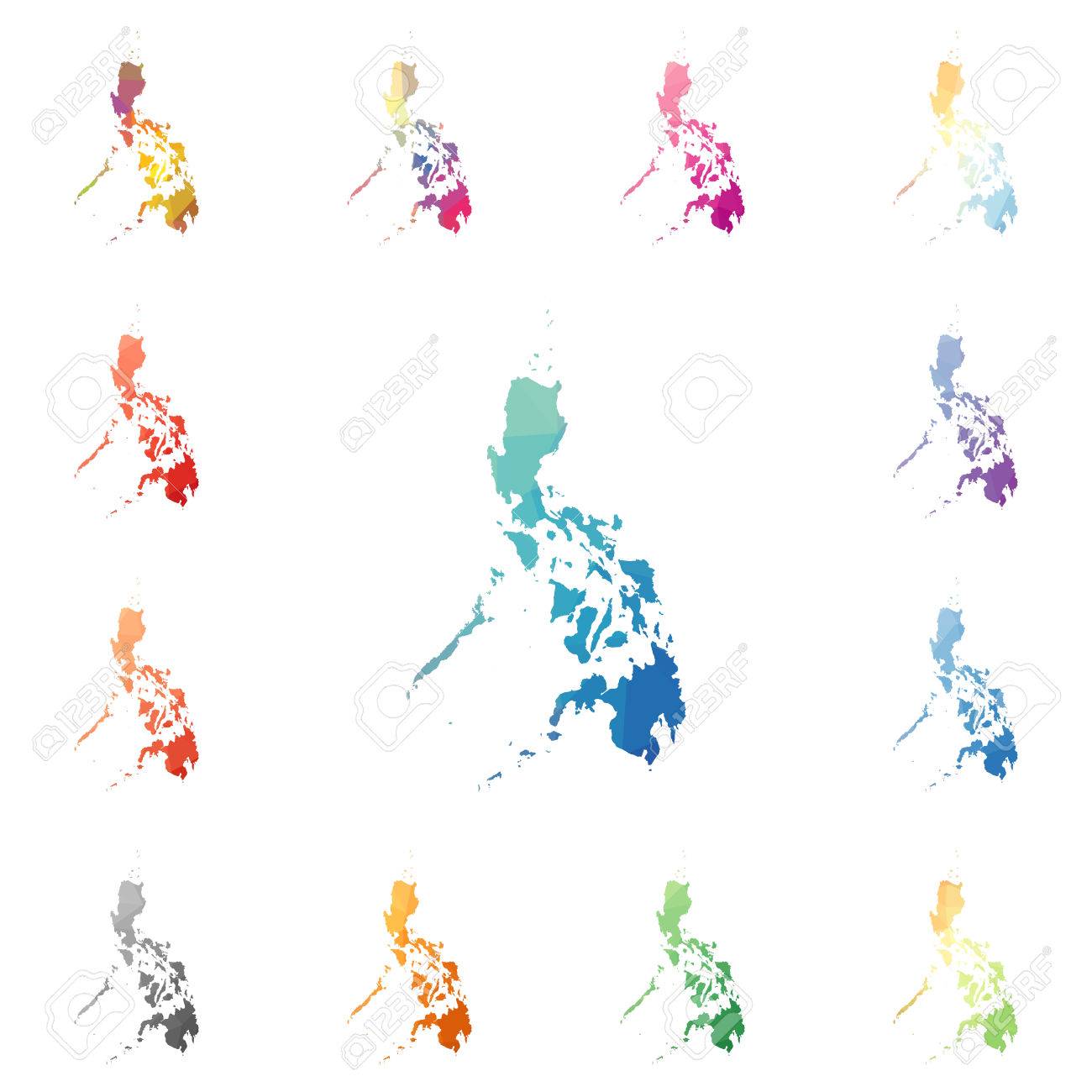 philippines geometric polygonal mosaic style maps collection presentation maps