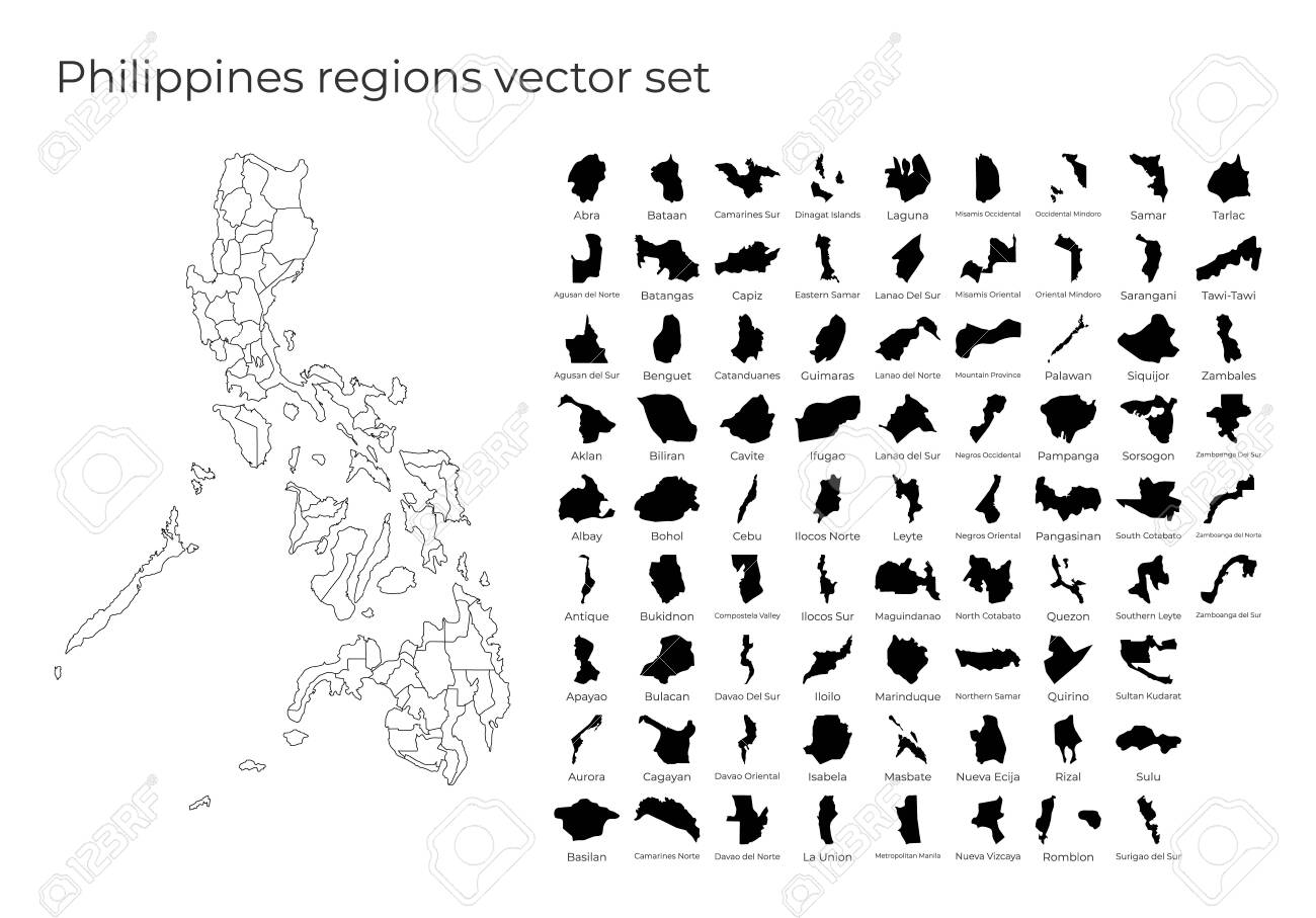 Map Of The Philippines Blank Philippines Map With Shapes Of Regions. Blank Vector Map Of The Country  With Regions. Borders Of The Country For Your Infographic. Vector  Illustration. Royalty Free Svg, Cliparts, Vectors, And Stock Illustration.  Image