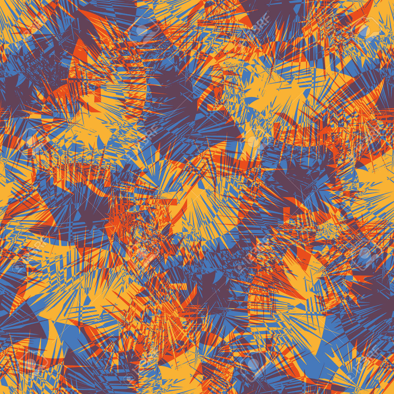 Cordyline leaf abstract seamless vector pattern background. Tropical spiky foliage backdrop in blue, orange, red. Modern botanical overlapping leaves texture. Colorful faux tie dye all over print - 172296458 Cordyline leaf abstract seamless vector pattern background. Tropical spiky foliage backdrop in blue, orange, red. Modern botanical overlapping leaves texture. Colorful faux tie dye all over print - 172296458