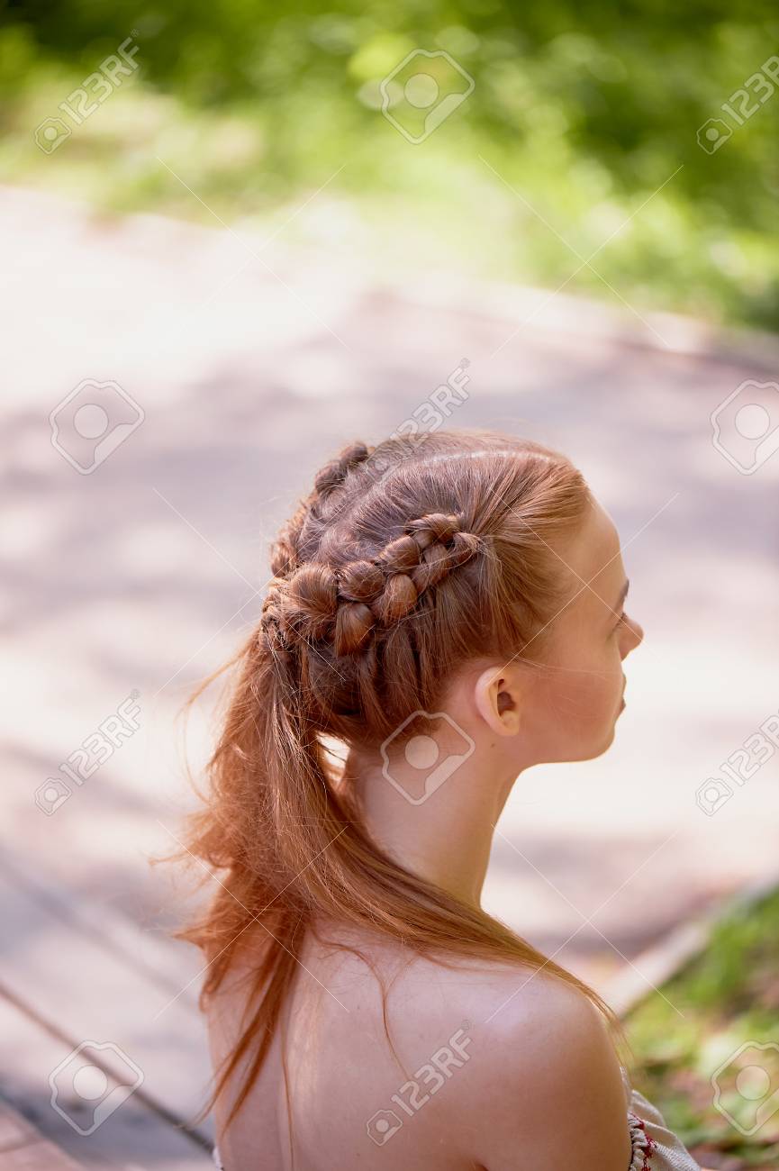 Wedding Hairstyles For Thick Red Hair Hair Close Stock Photo
