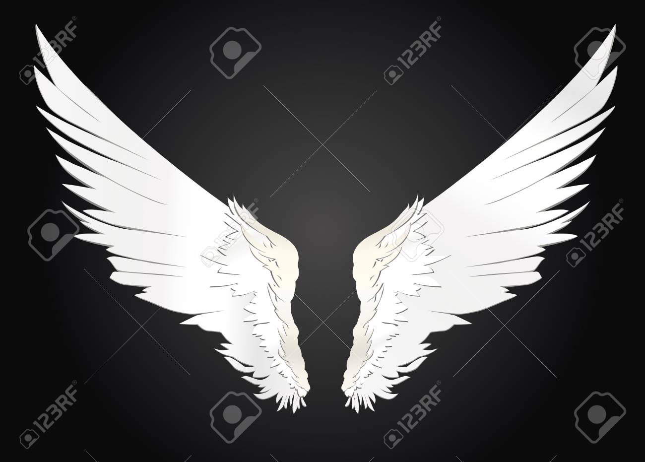 翼 白の背景にベクトル イラスト 黒と白のスタイル のイラスト素材 ベクタ Image