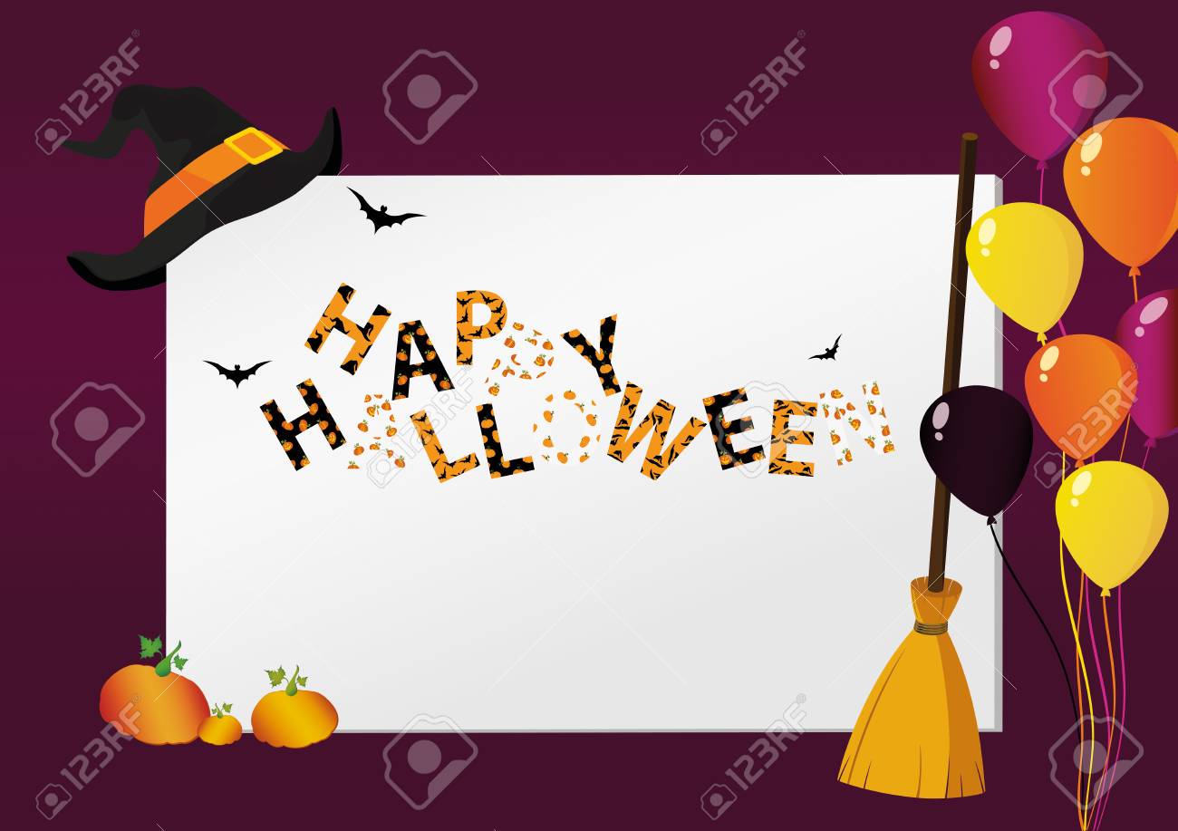 Grußkarte Für Halloween Kreativer Rahmen Mit Einem Kürbisbesen