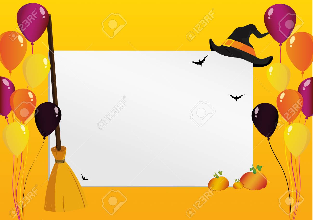 Grußkarte Für Halloween Kreativer Rahmen Mit Einem Kürbisbesen
