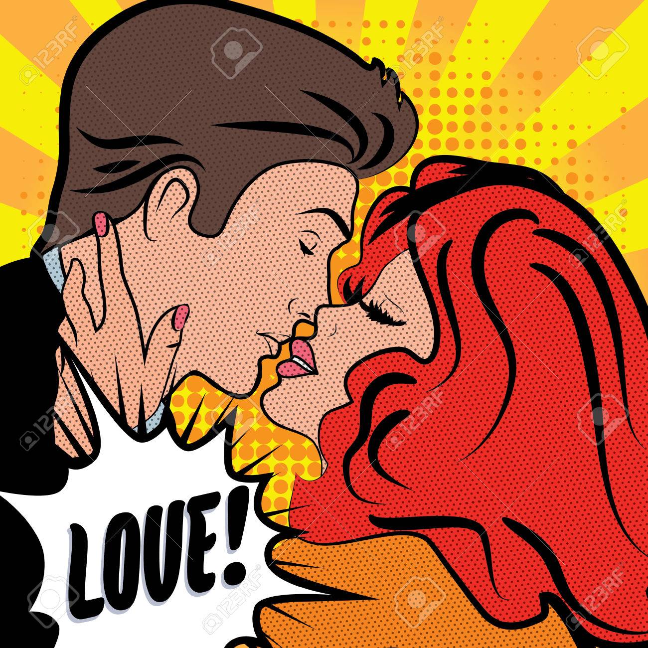pop art couple kissing royalty free cliparts vectors and stock
