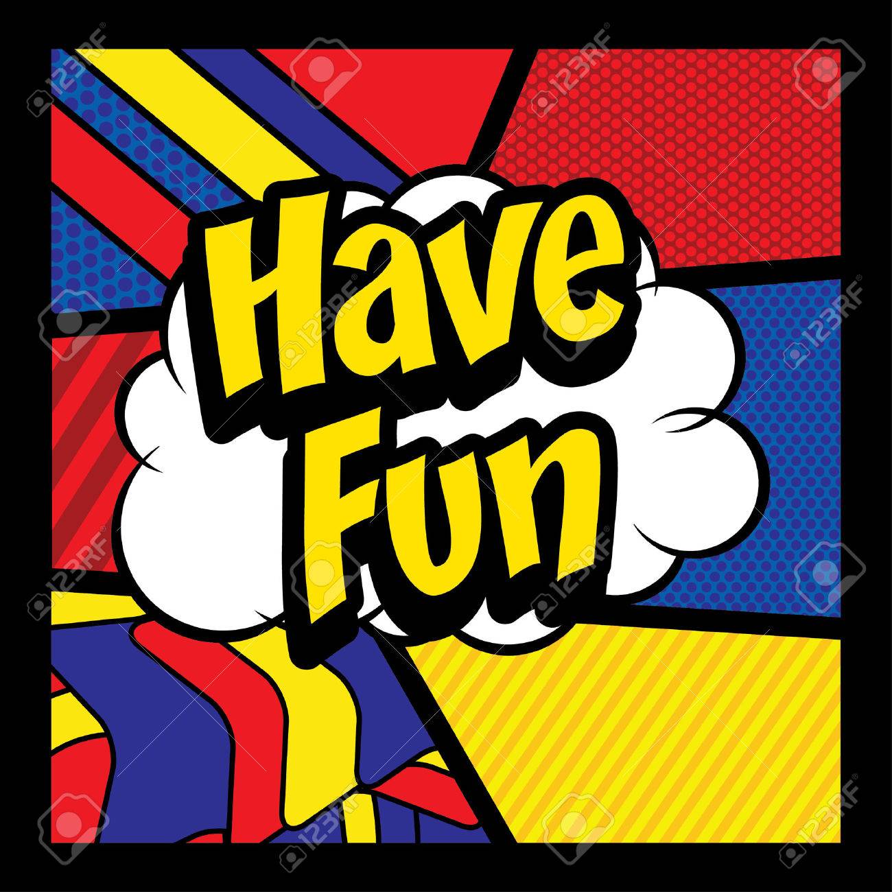 pop art comics icon have fun text royalty free cliparts vectors