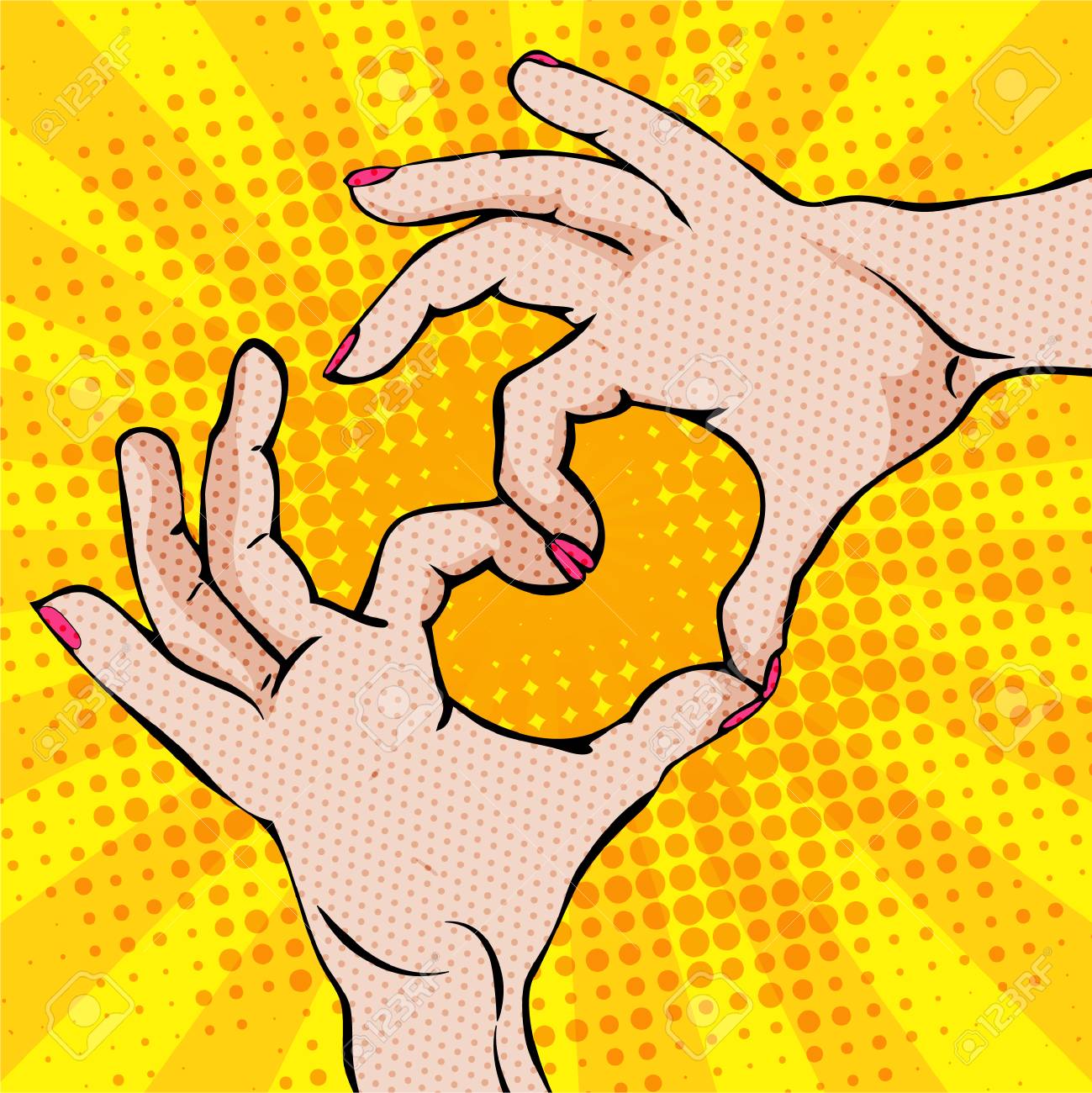 Pop Art Hand Gesturing A Heart On Plain Background. Royalty Free SVG,  Cliparts, Vectors, and Stock Illustration. Image 86560800., image size:1299x1300