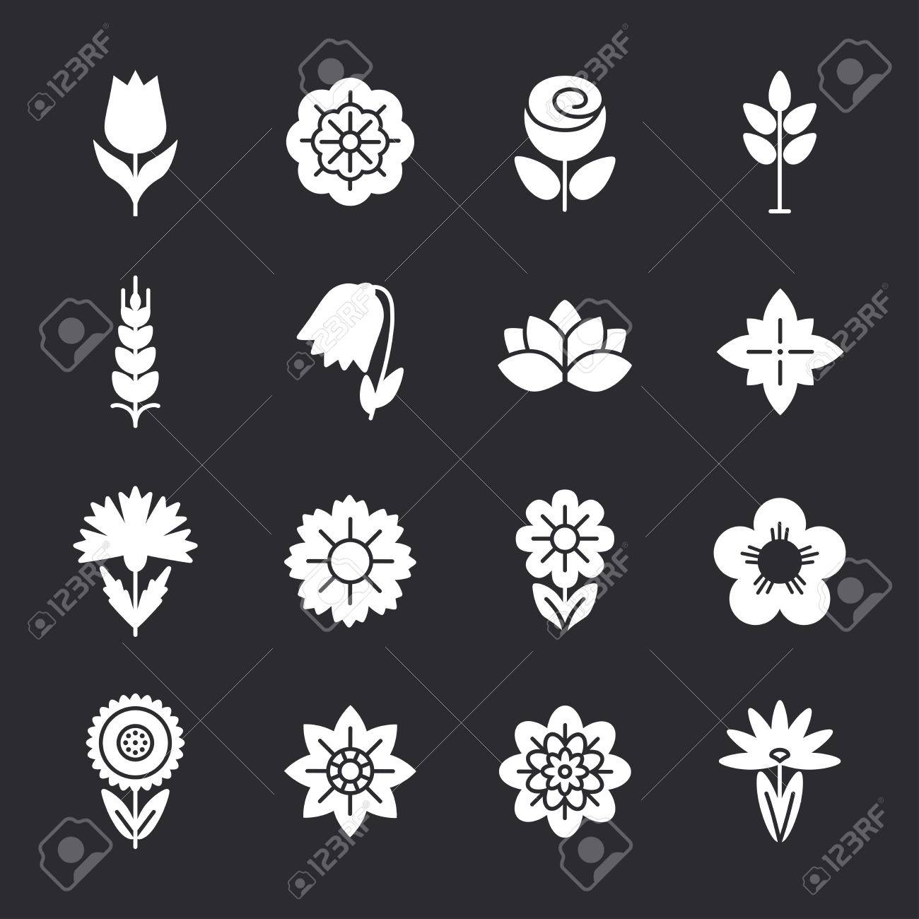 flower icons set modern thin contour line template for business