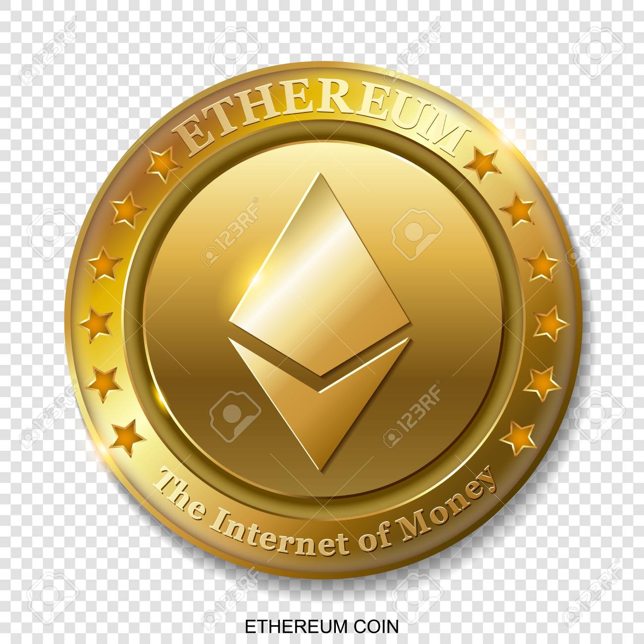 Realistic 3d Golden Ethereum Coin.The Internet Of Money.Banking And  Blockchain Concept. Modern Flat Style. Royalty Free SVG, Cliparts, Vectors,  and Stock Illustration. Image 102081221.