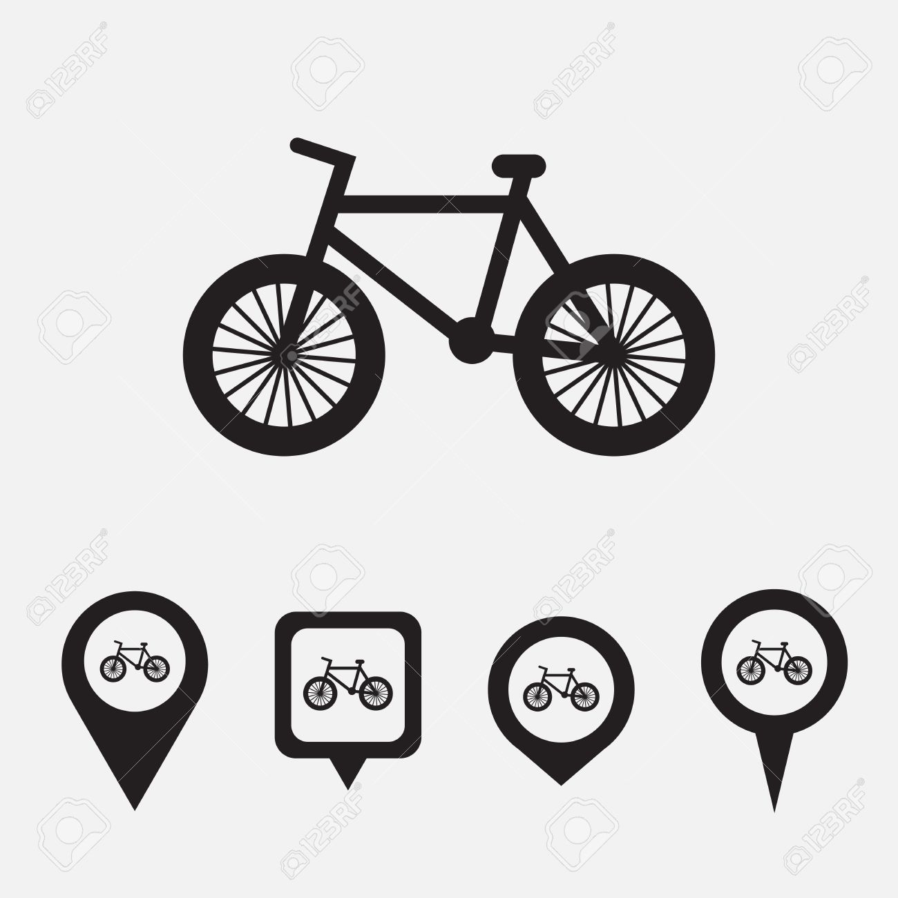 自転車のアイコンを持つマップ ポインター。ベクトル イラスト の