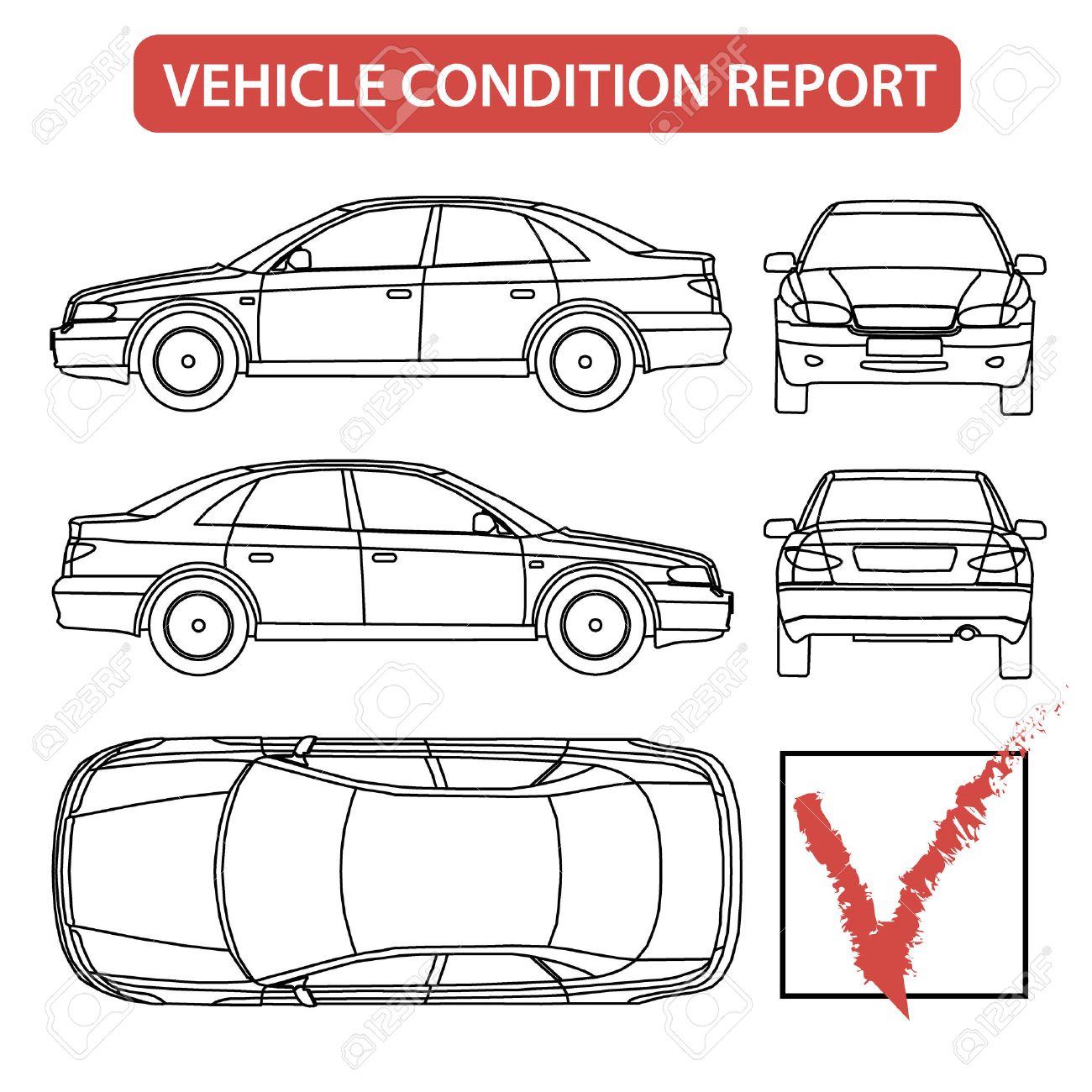 Car condition report car checklist, auto damage inspection vector - 47423407 Car condition report car checklist, auto damage inspection vector - 47423407