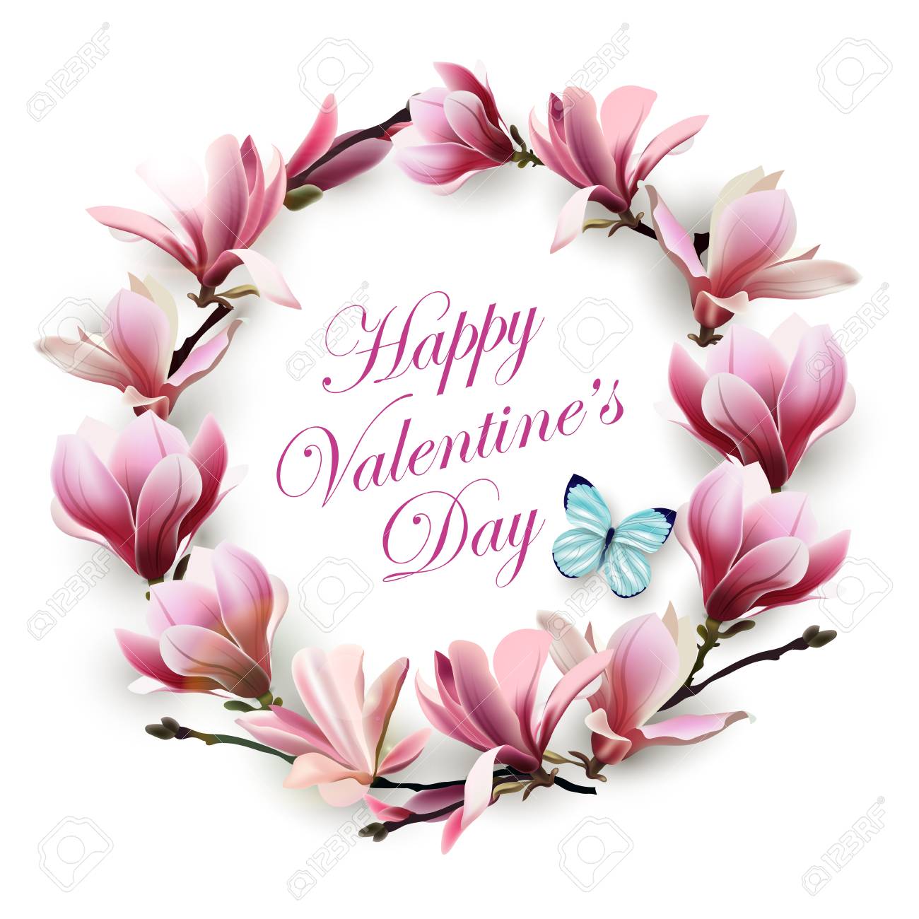 Día de San Valentín Tarjetas de saludo tarjeta de flores de color rosa mariposa tarjeta 6T estereoscópico