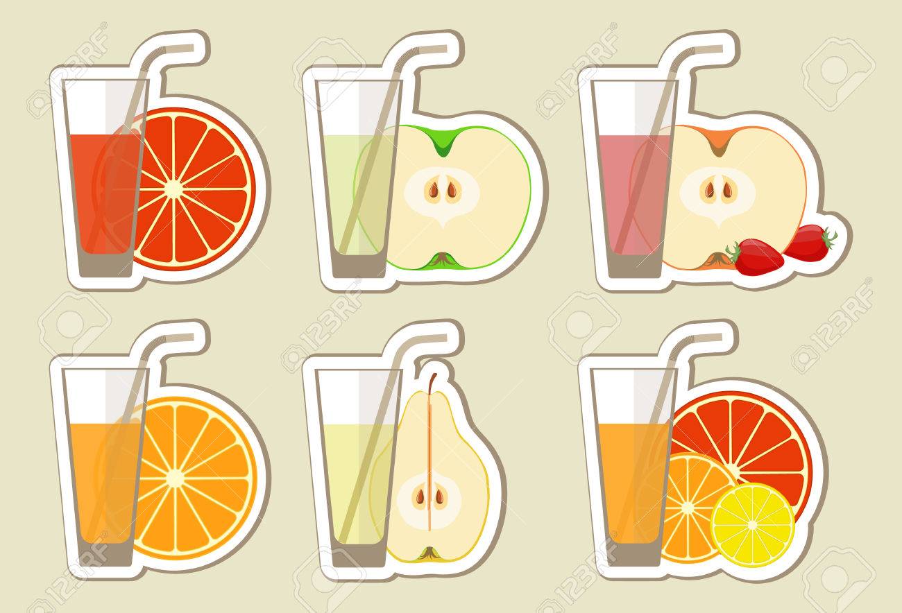 フルーツ ジュースやカクテルのコレクションです カフェやレストランにフラット スタイルでエネルギッシュなフレッシュド リンクのメニュー要素です 健康的な生活のためのフレッシュ ジュース ベクトルの図 のイラスト素材 ベクタ Image