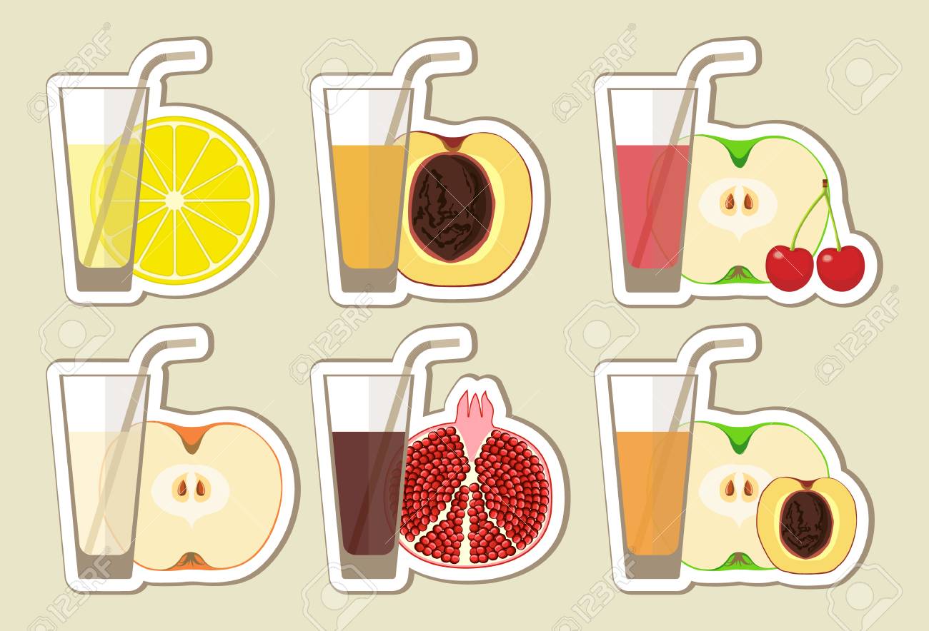 フルーツ ジュースやカクテルのコレクションです カフェやレストランにフラット スタイルでエネルギッシュなフレッシュド リンクのメニュー要素です 健康的な生活のためのフレッシュ ジュース ベクトルの図 のイラスト素材 ベクタ Image