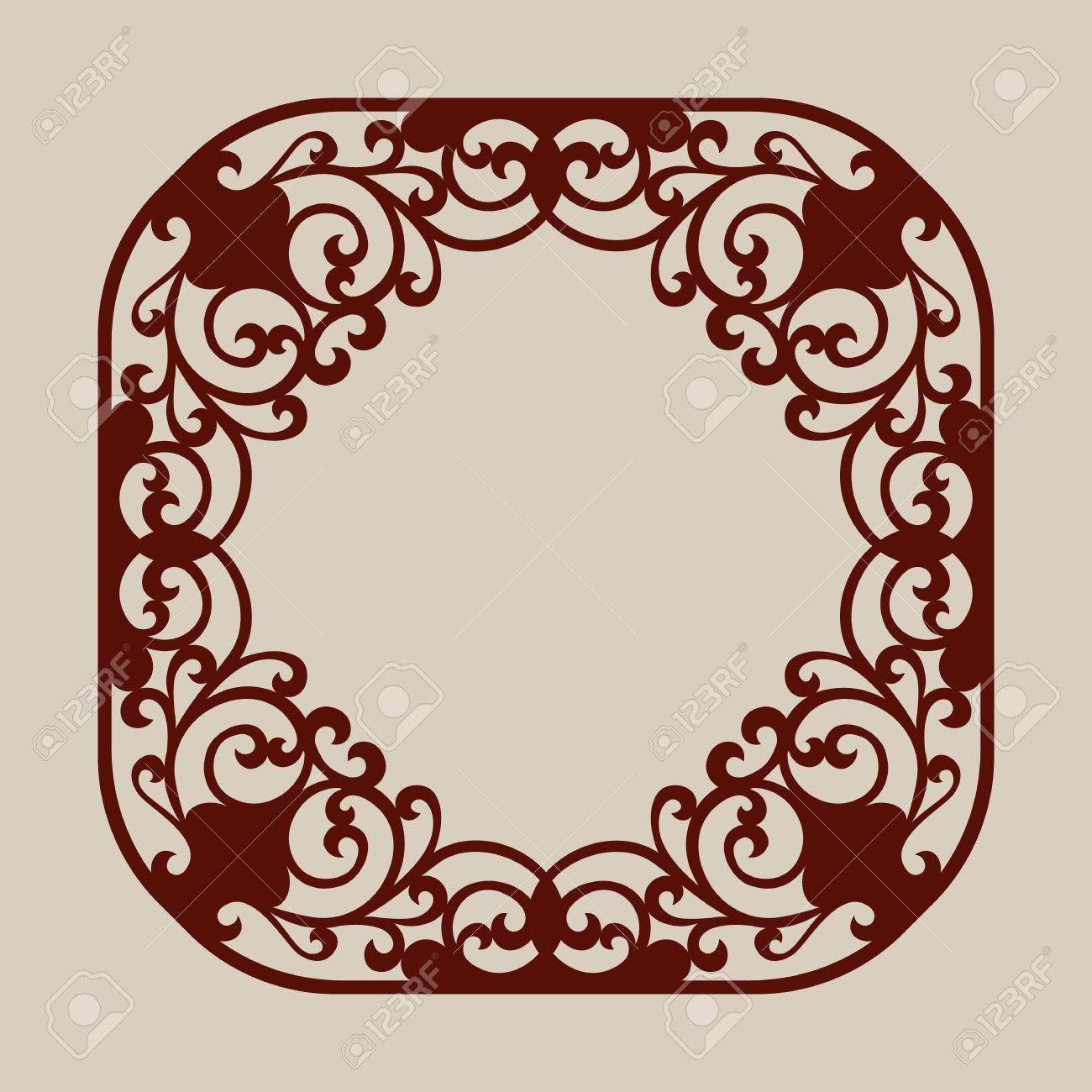 abstract frame with swirls template for laser cutting plotter