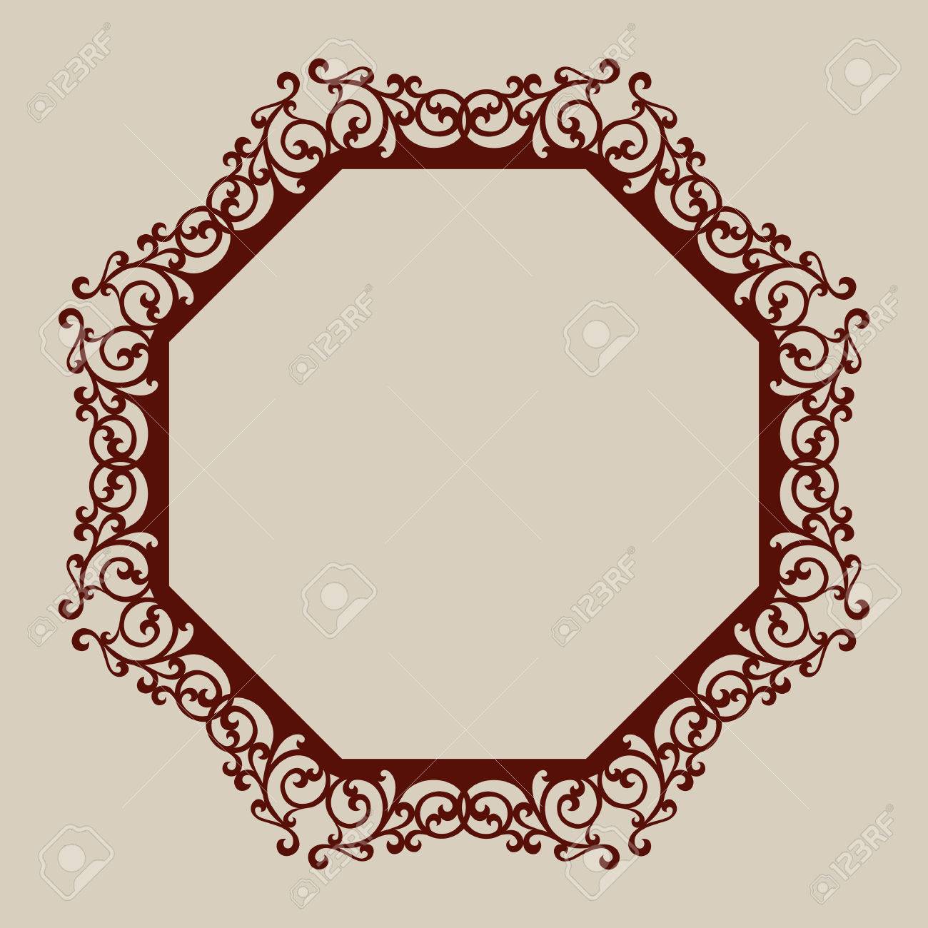 abstract frame with swirls template for laser cutting plotter