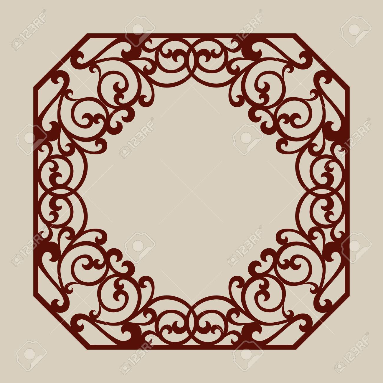 abstract frame with swirls template for laser cutting plotter