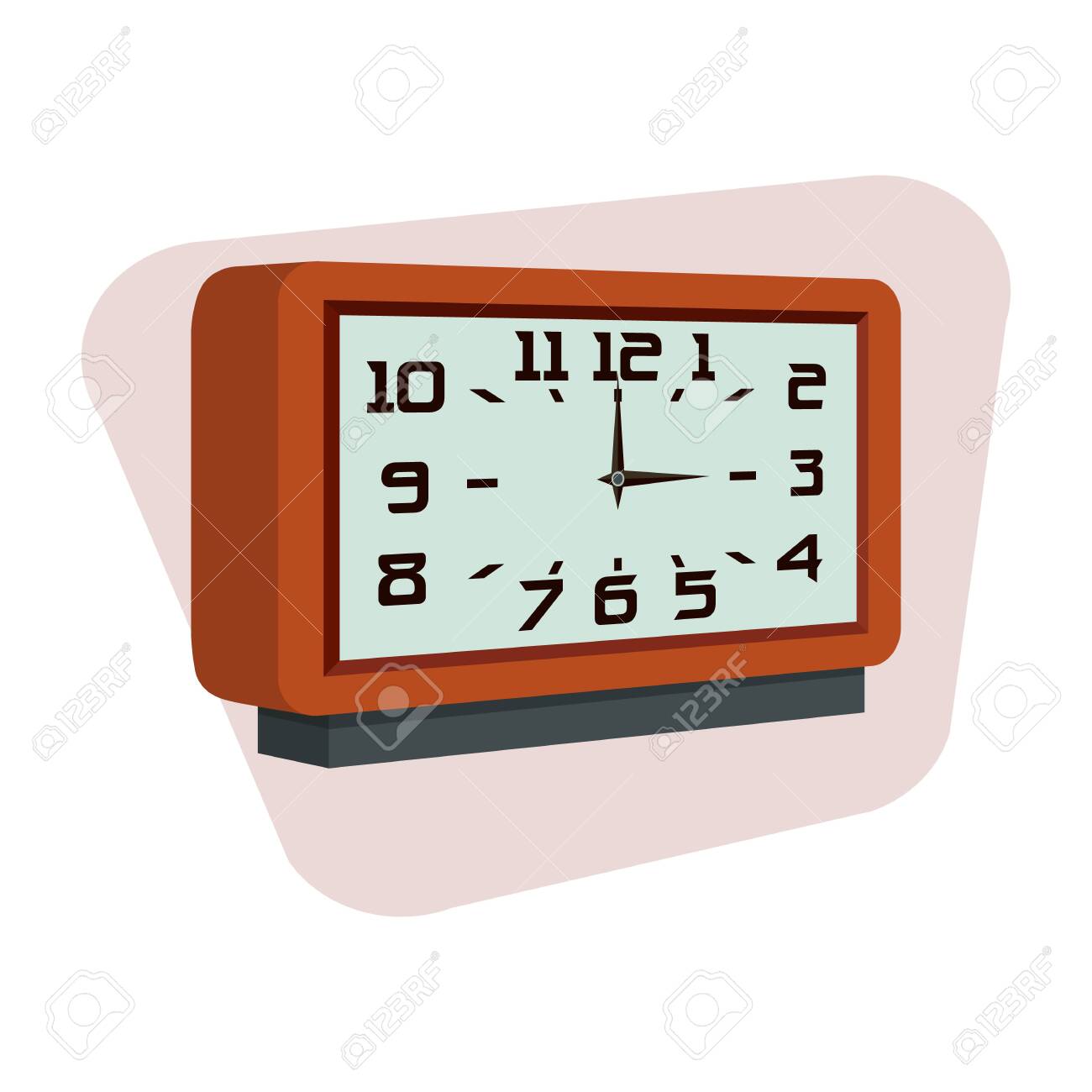 Mechanical Desktop Retro Clock Isolated On White Background