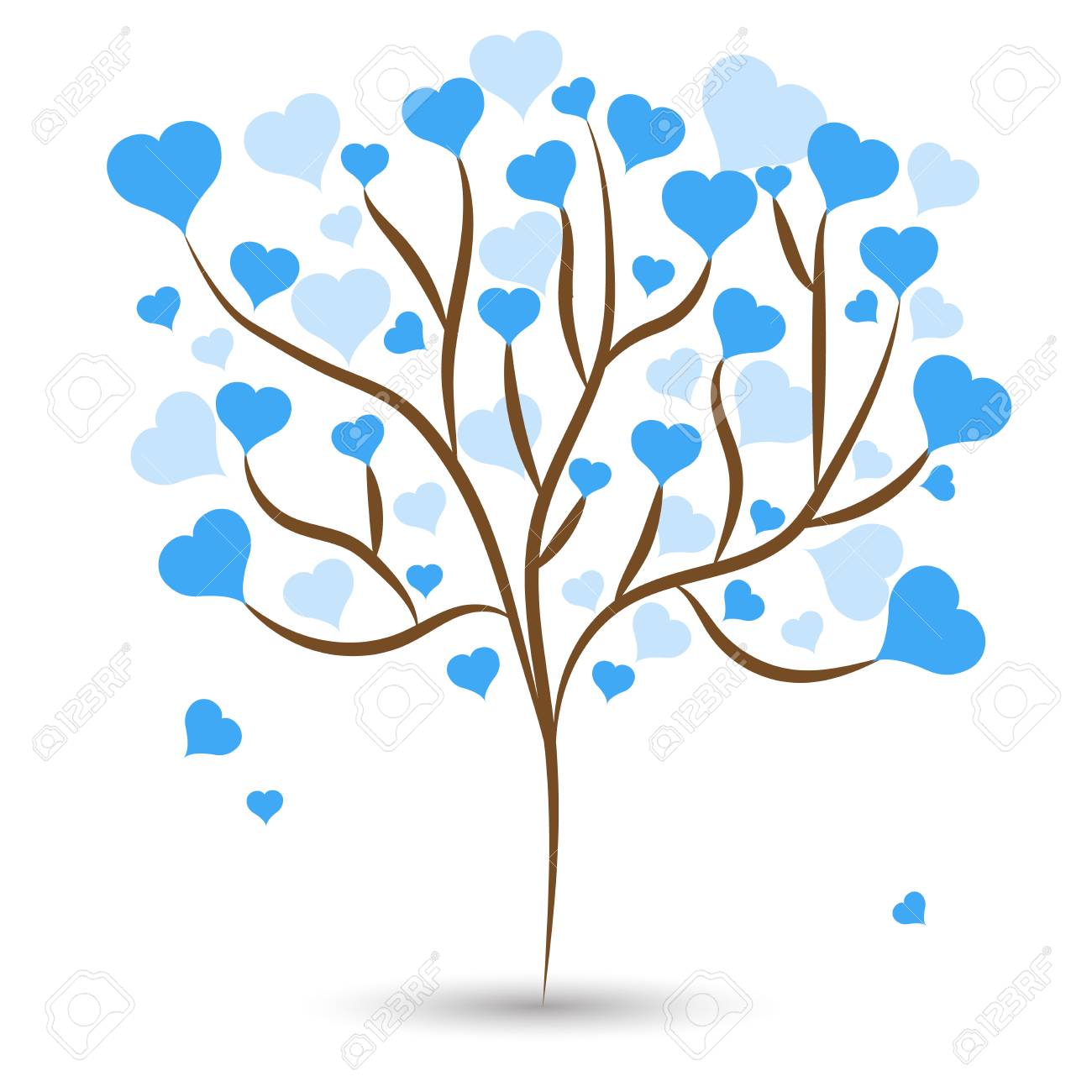 Bel Arbre D Amour Avec Coeur Bleu Laisse Differentes Tailles Sur Fond Blanc Vecteur Clip Art Libres De Droits Vecteurs Et Illustration Image 69428419