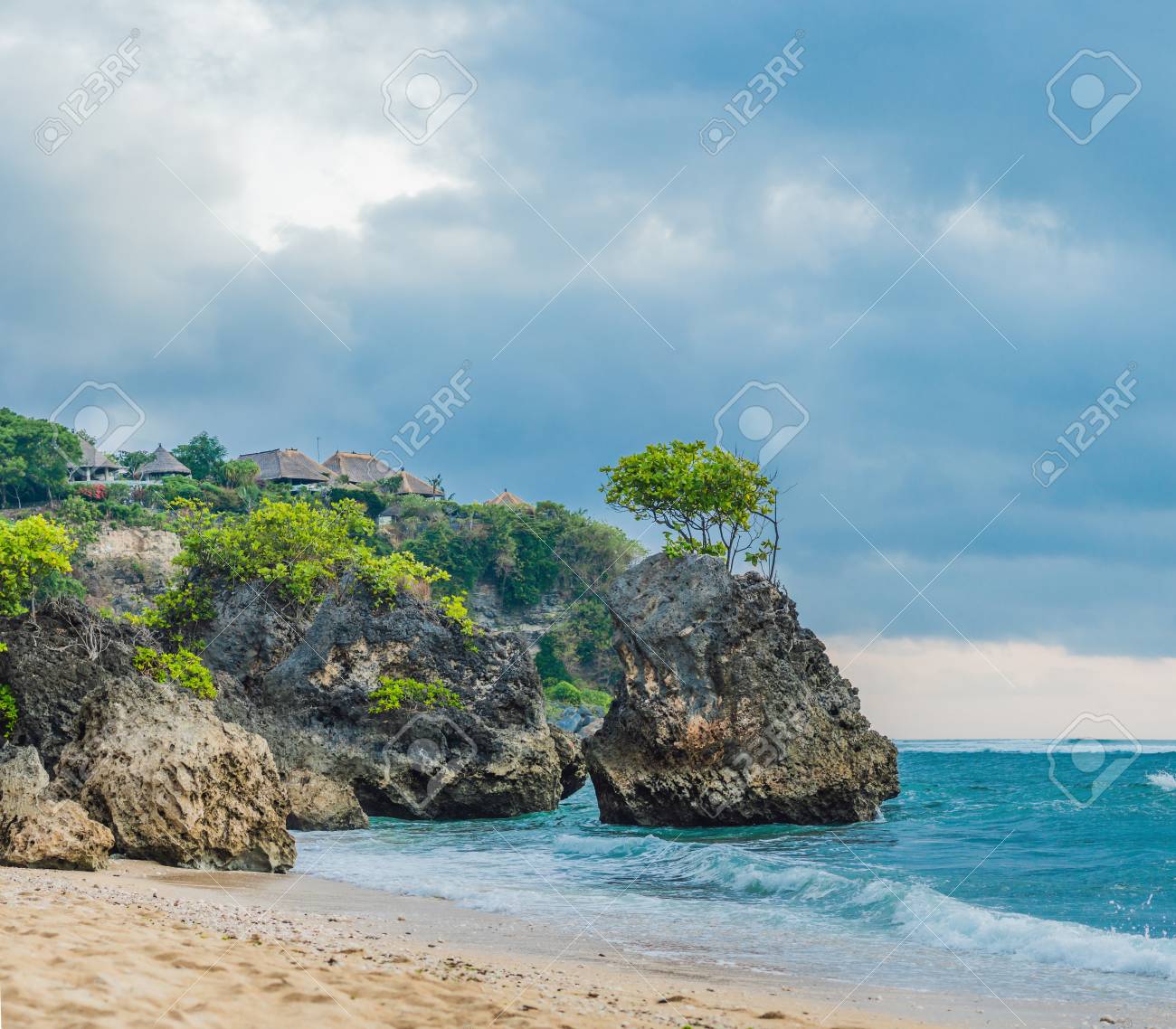 Rocks On Dreamland Beach Bali Island Indonesia
