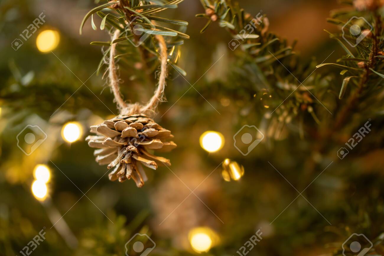 Zero Waste Christmas Concept Christmas Tree Decorated With Decorations Stock Photo Picture And Royalty Free Image Image 146259480