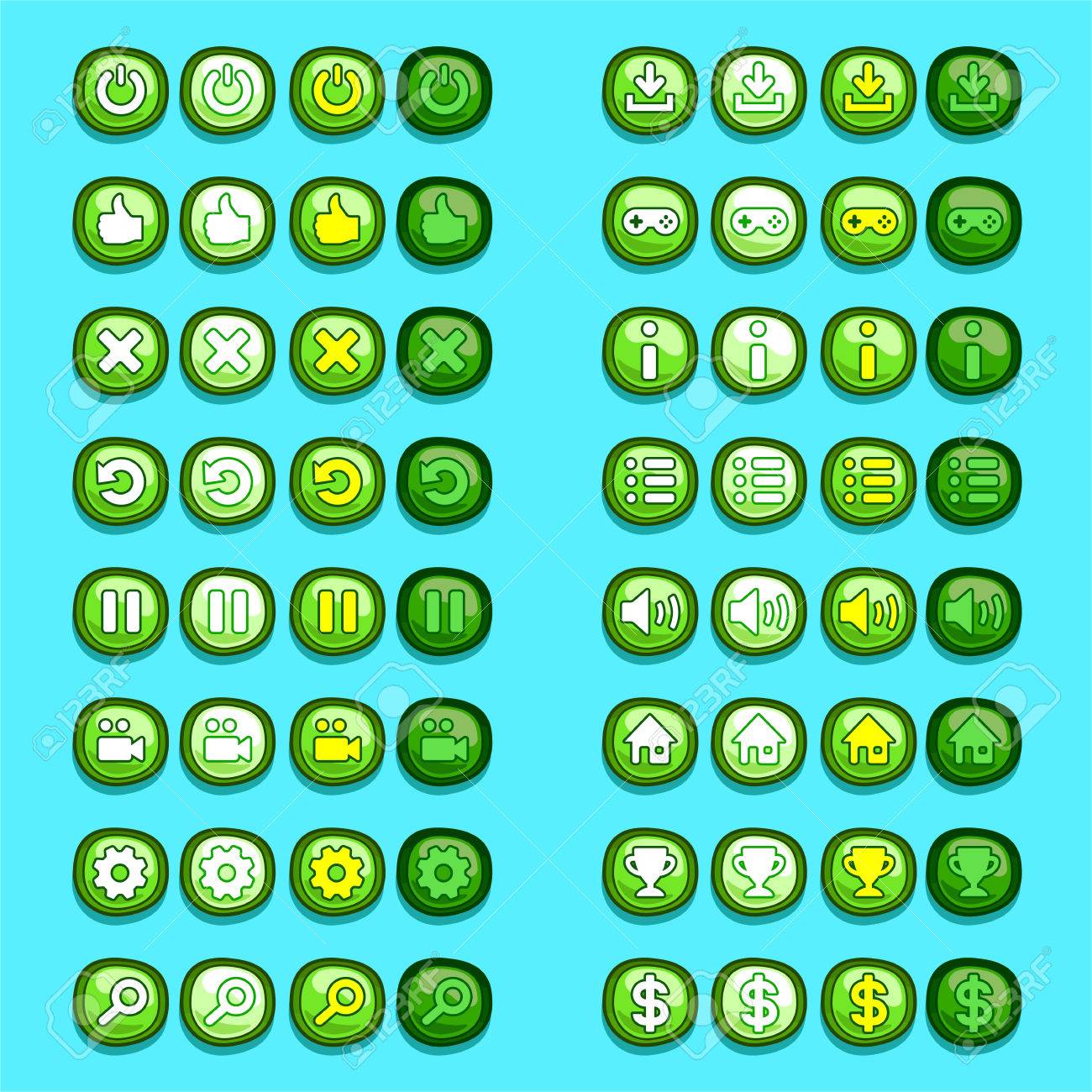 緑ゲーム アイコン ボタン インターフェイス Ui のイラスト素材 ベクタ Image