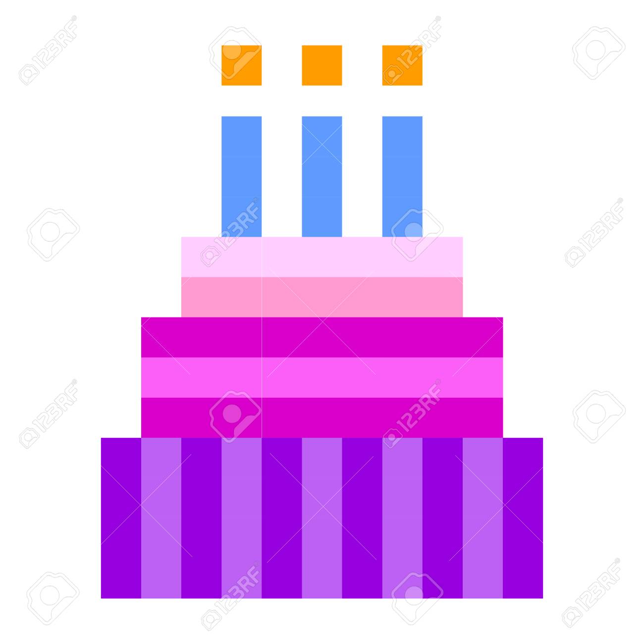 Gateau D Anniversaire Pixel Art Cartoon Style De Jeu Retro Clip Art Libres De Droits Vecteurs Et Illustration Image