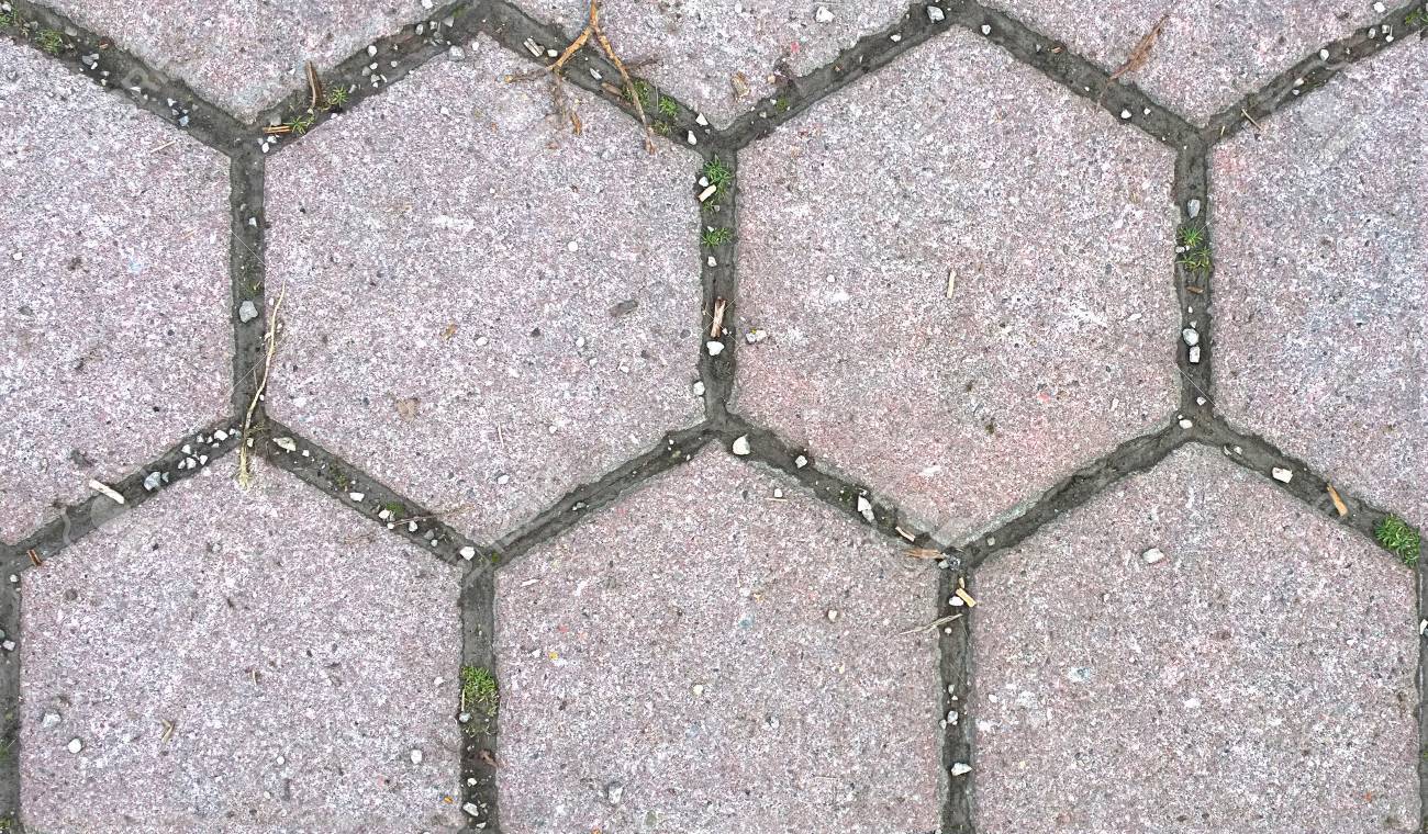 Hd シームレスなテクスチャ 六角形の石造りのブロック草で外装用舗装 の写真素材 画像素材 Image