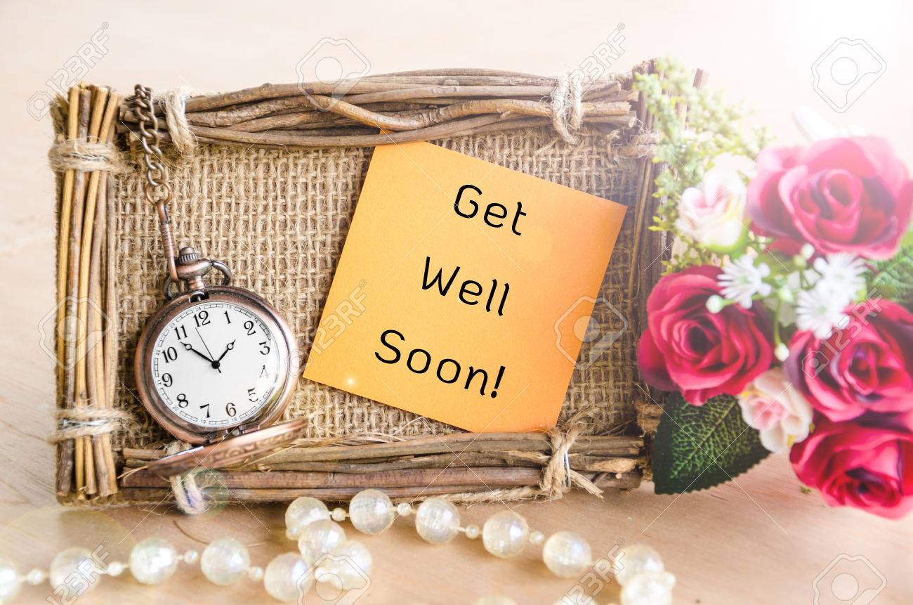 hand made get well soon greeting card with roses and pocket watch card and pocket