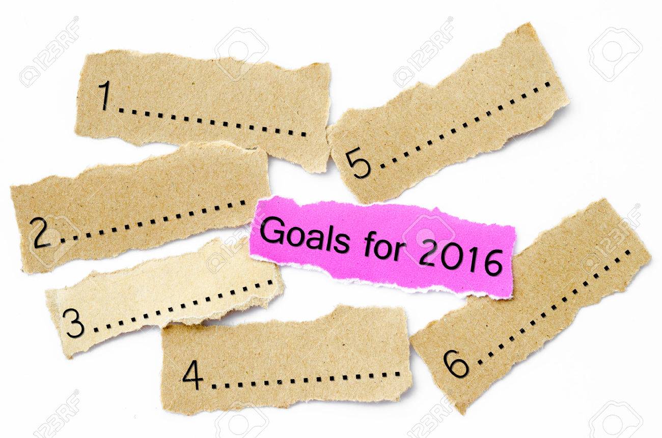 Goals For 2016, Concept on piece of sheet pink and brown paper on a white background - 45051868 Goals For 2016, Concept on piece of sheet pink and brown paper on a white background - 45051868