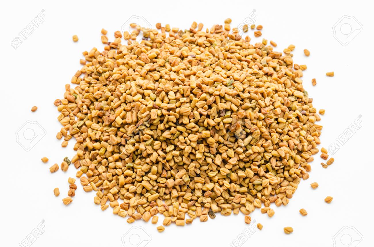 Fenugreek seeds spices on white background. - 60544288 Fenugreek seeds spices on white background. - 60544288