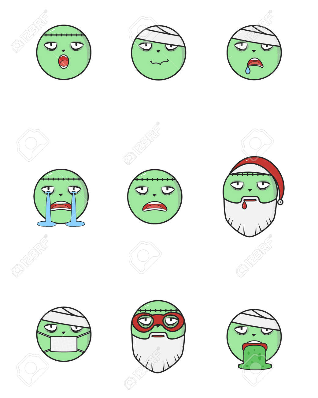 Emoticon Graphic Vector Funny, Idiot Zombie Face Emotion. Fun Zombie Face  Emoji Royalty Free SVG, Cliparts, Vectors, and Stock Illustration. Image  155720412., image size:1040x1300