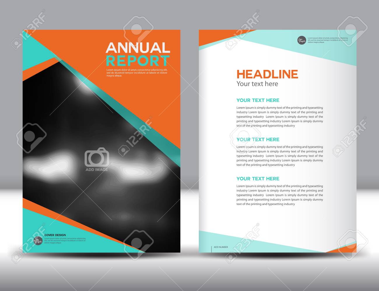 orange annual report template illustration polygon background
