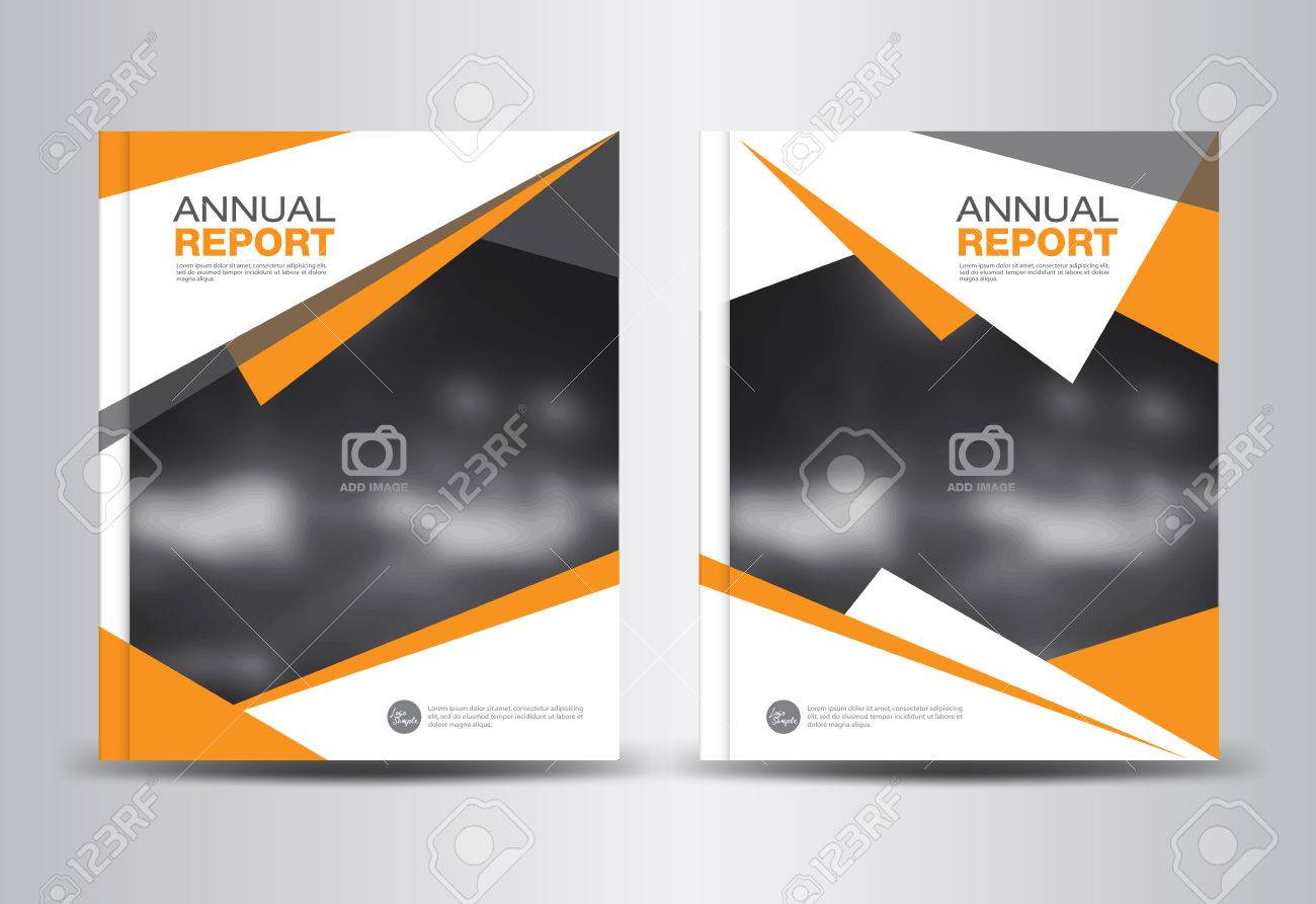 orange annual report template polygon background brochure design cover report template