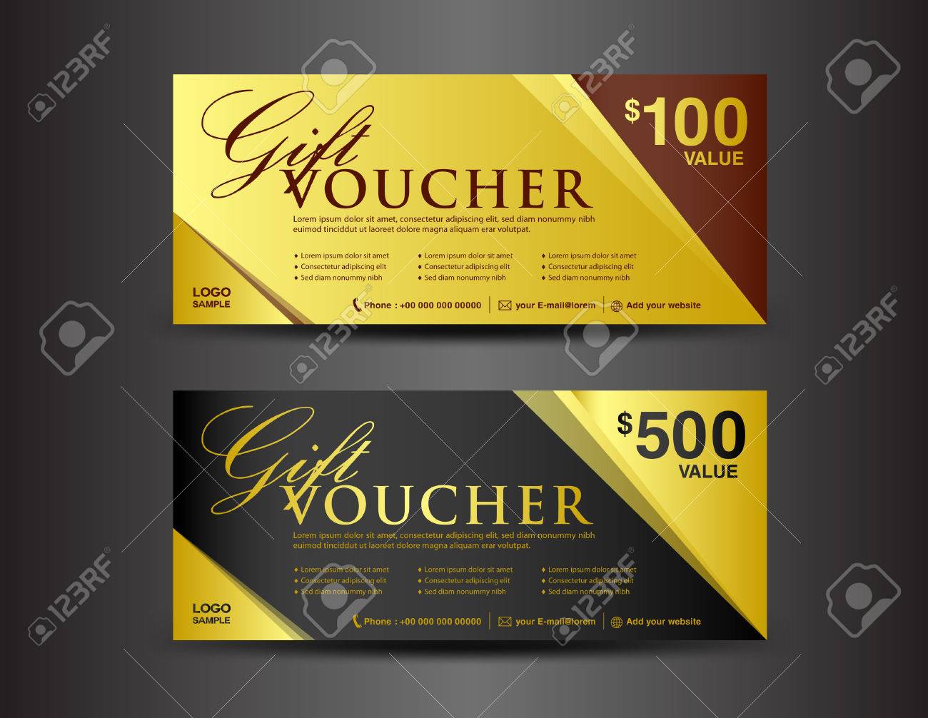 gold and black gift voucher template coupon design ticket vector