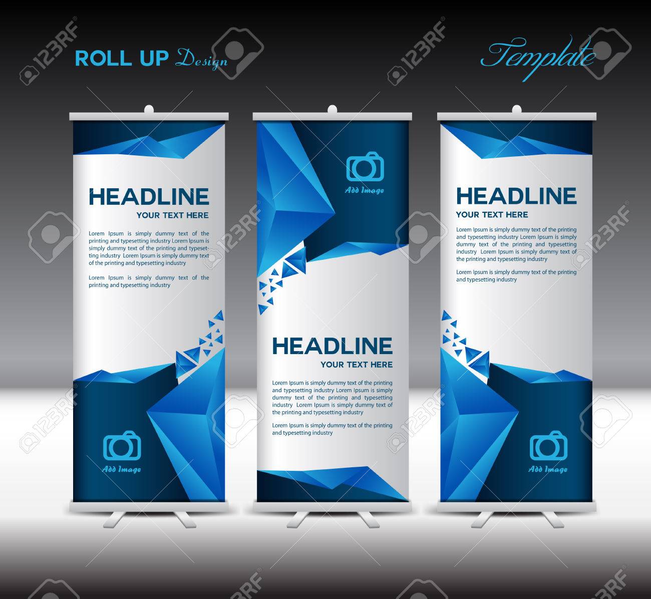 blue roll up banner template vector illustration banner design banner design
