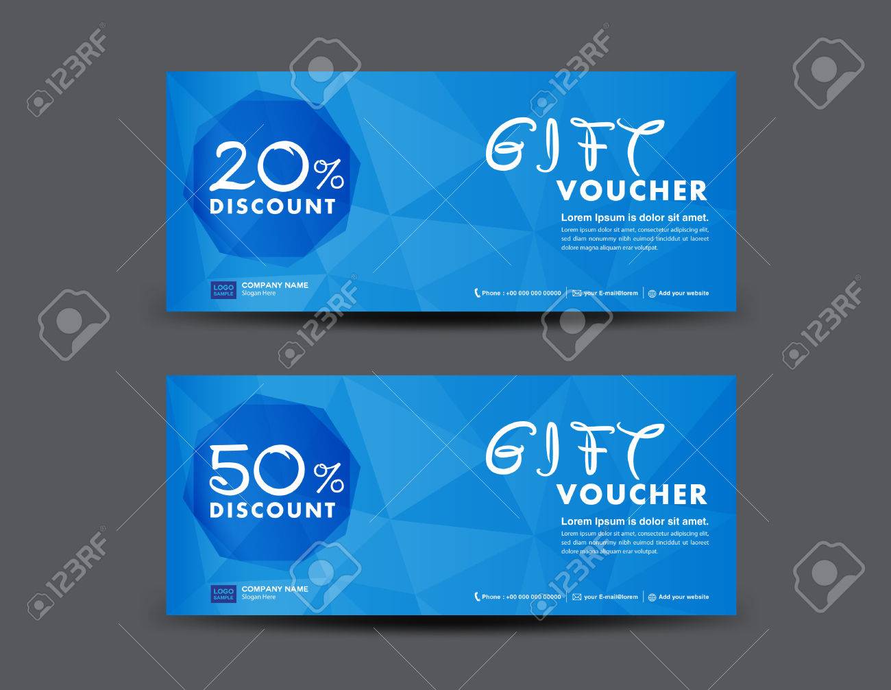 blue discount voucher template coupon design ticket banner cards