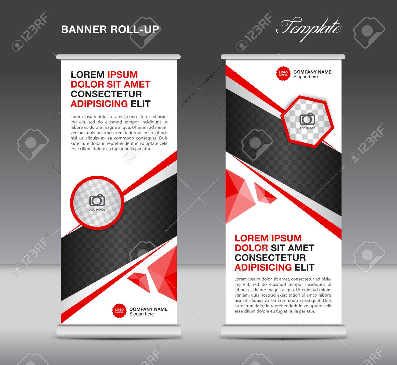 red roll up banner stand template advertisement display polygon template for advertisement