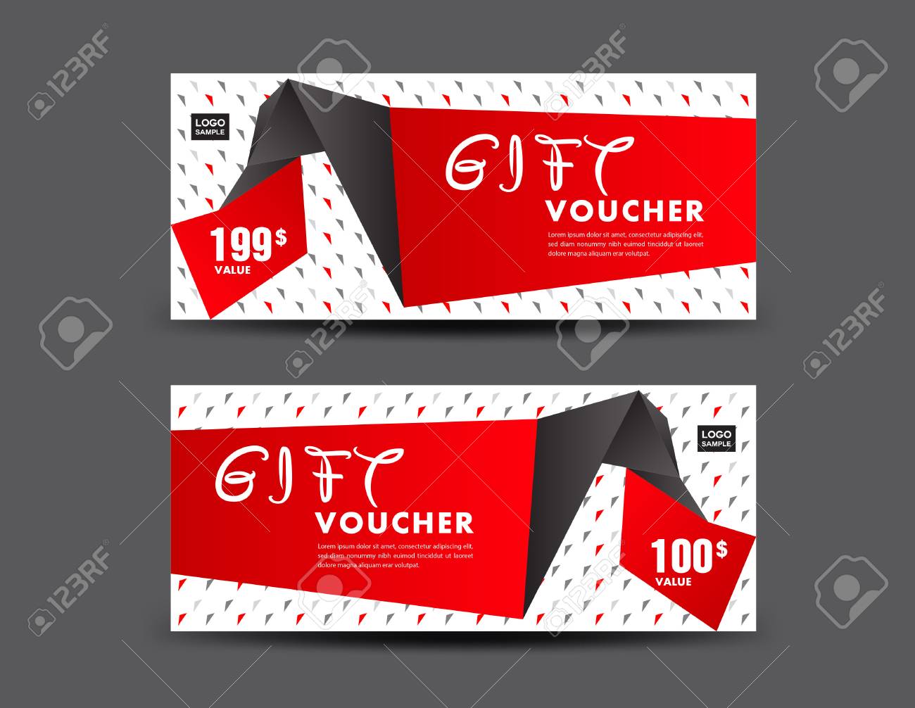 red gift voucher vector illustration discount voucher template