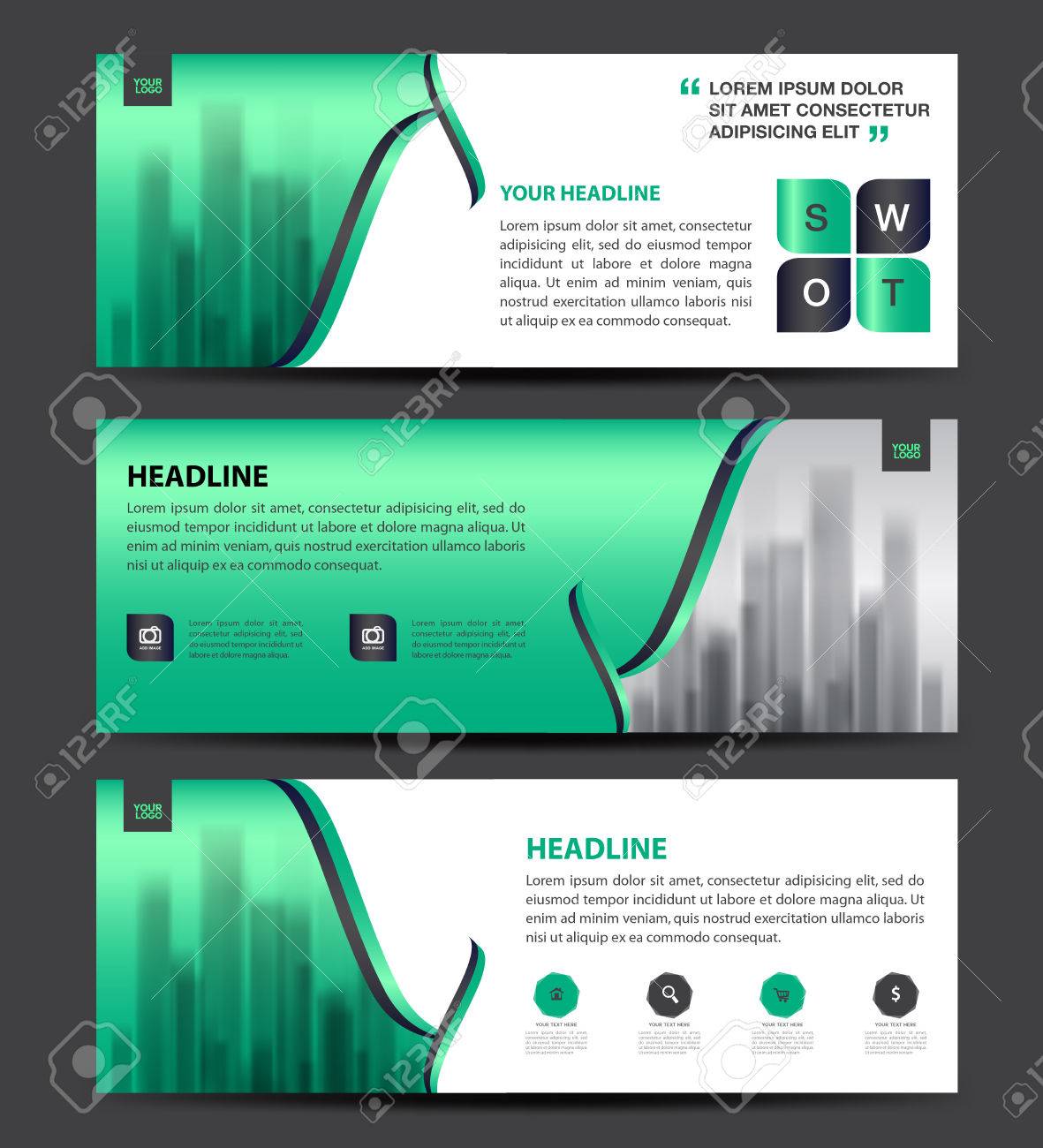 green banner template vector horizontal banner brochure flyer green brochure