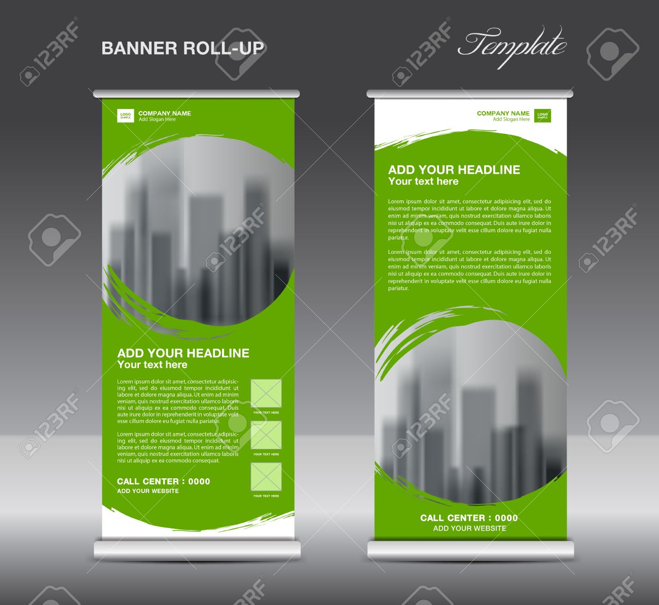 Green Roll Up Banner Template Vector Flyer Advertisement X Banner Royalty Free Cliparts Vectors And Stock Illustration Image