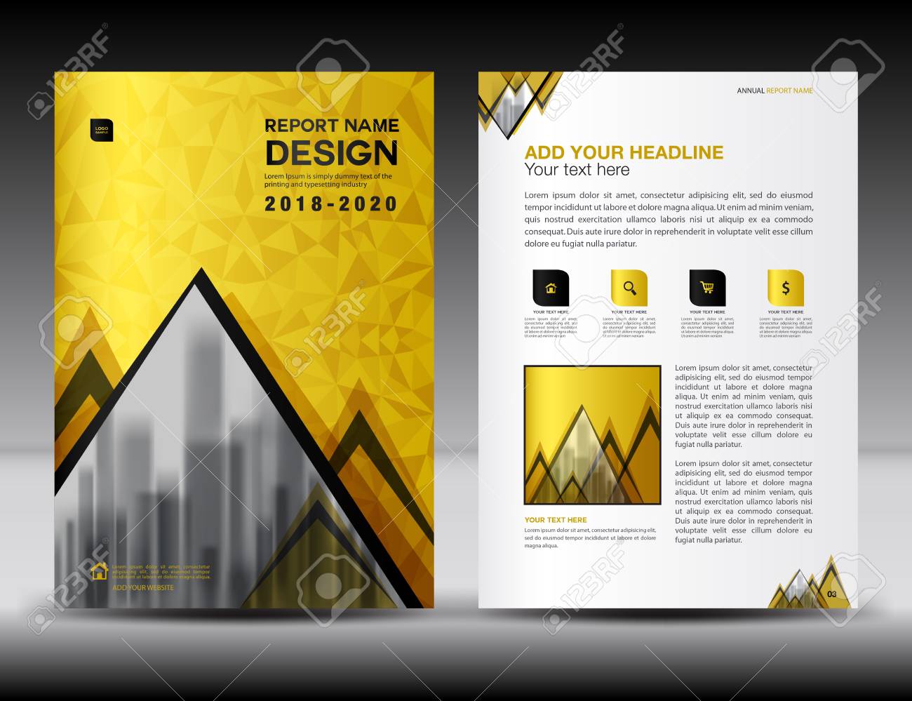 business brochure flyer template in a4 size gold cover design magazine ads size