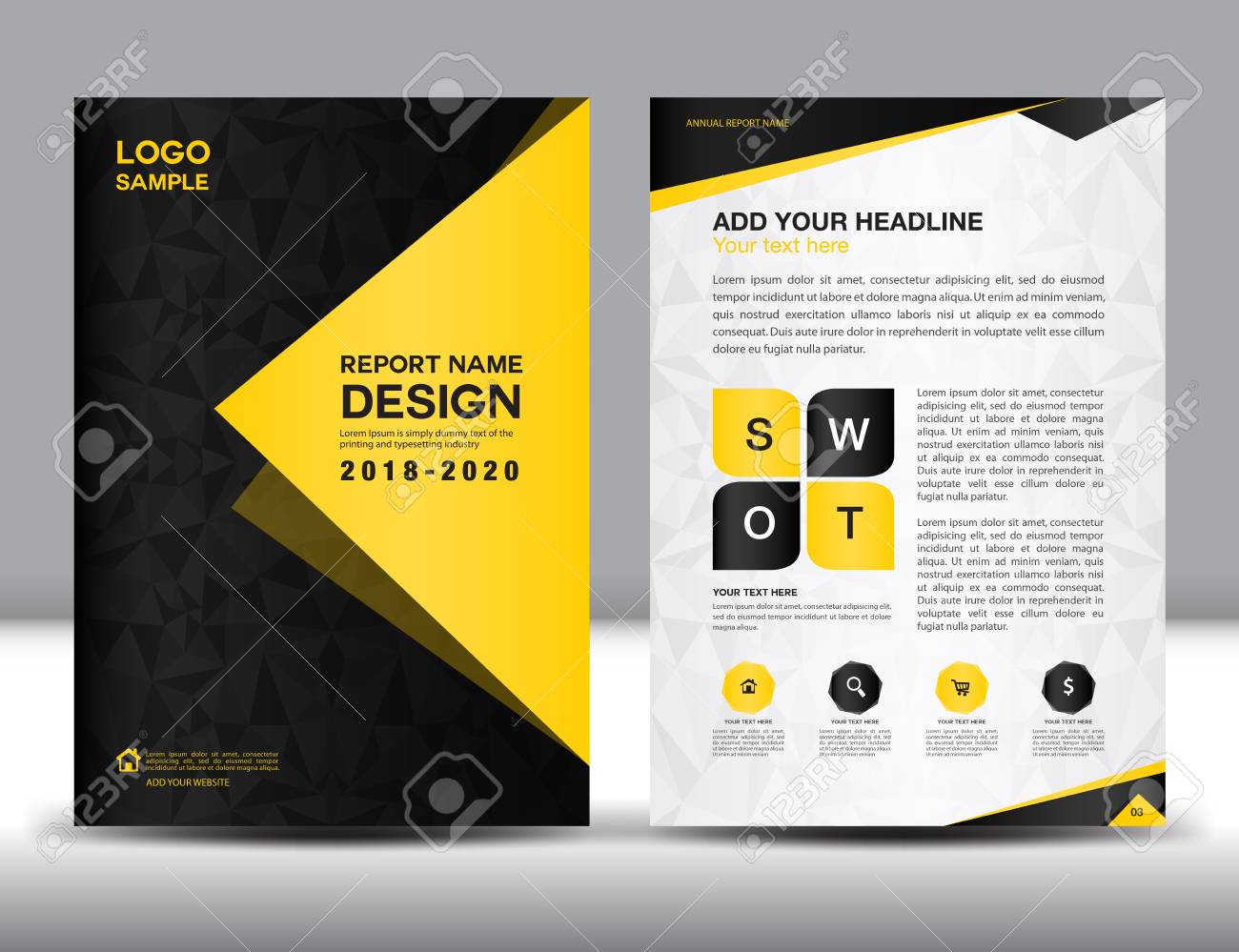 Business Brochure Flyer Template In A4 Size Black And Yellow