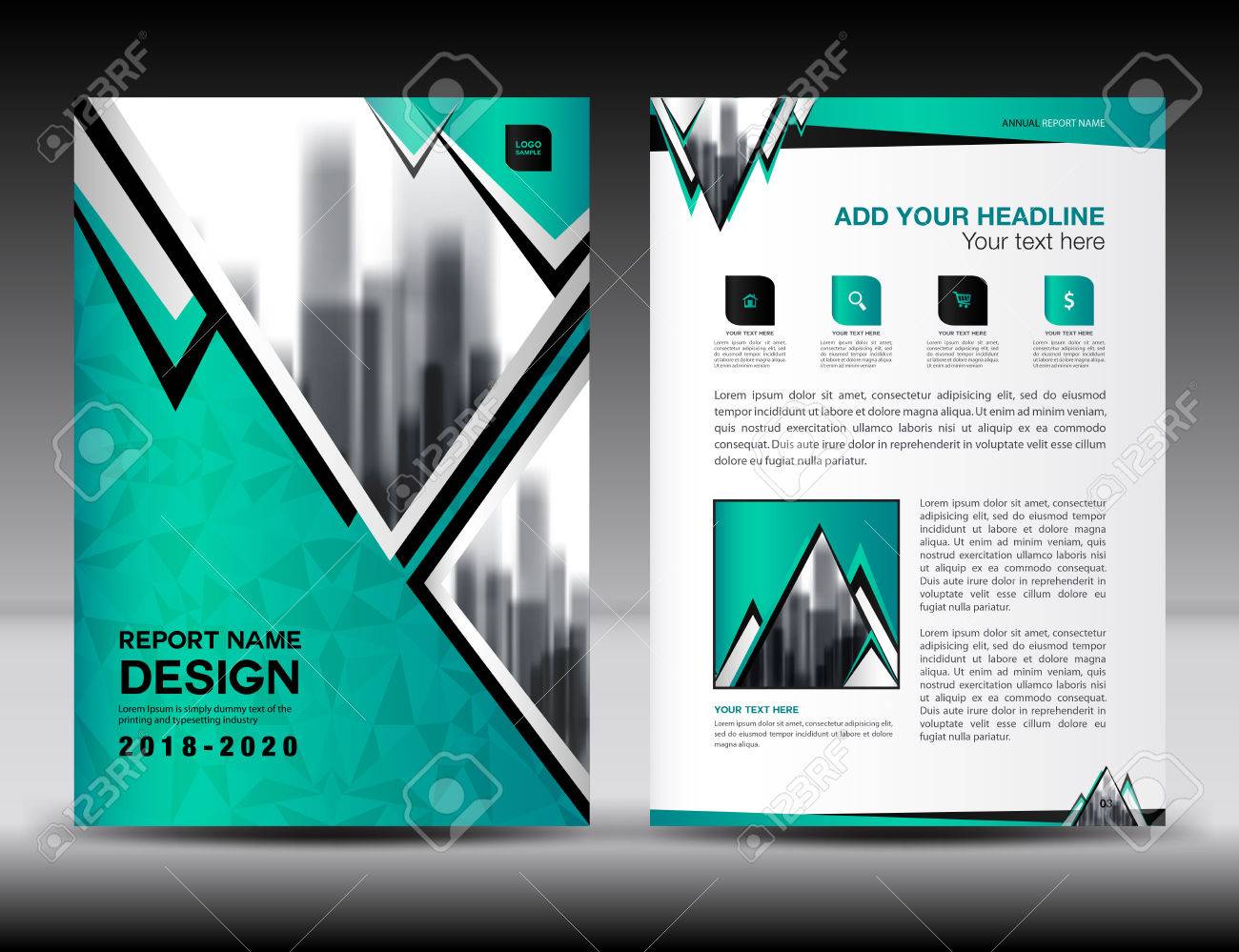 business brochure flyer template in a4 size green cover design magazine ads size