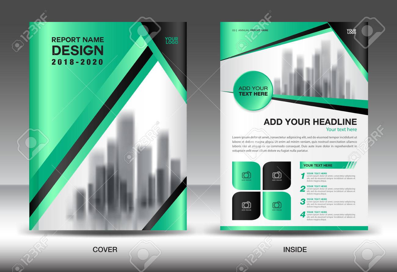 annual report brochure flyer template green cover design business magazine ad template free