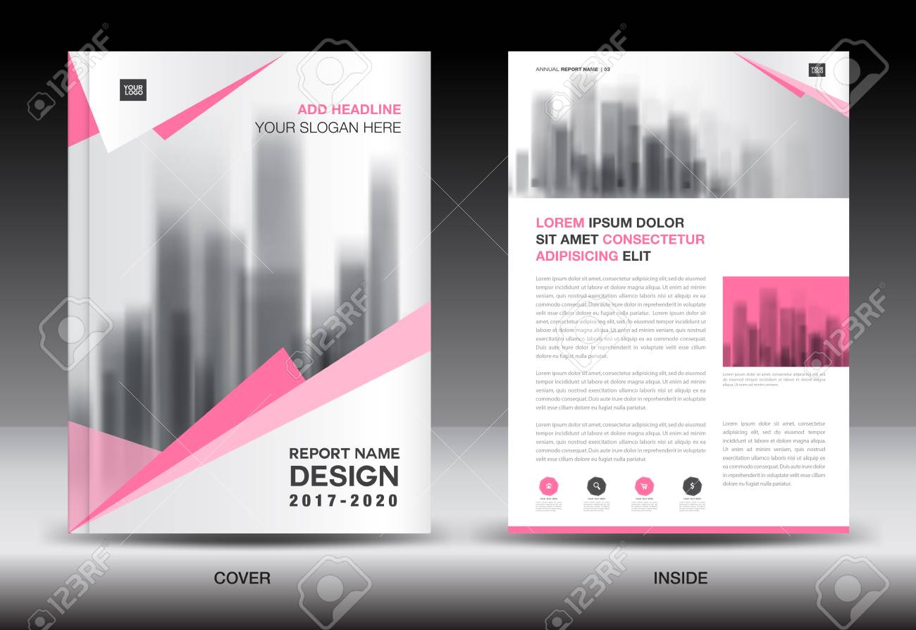 annual report brochure flyer template pink cover design business magazine ad template