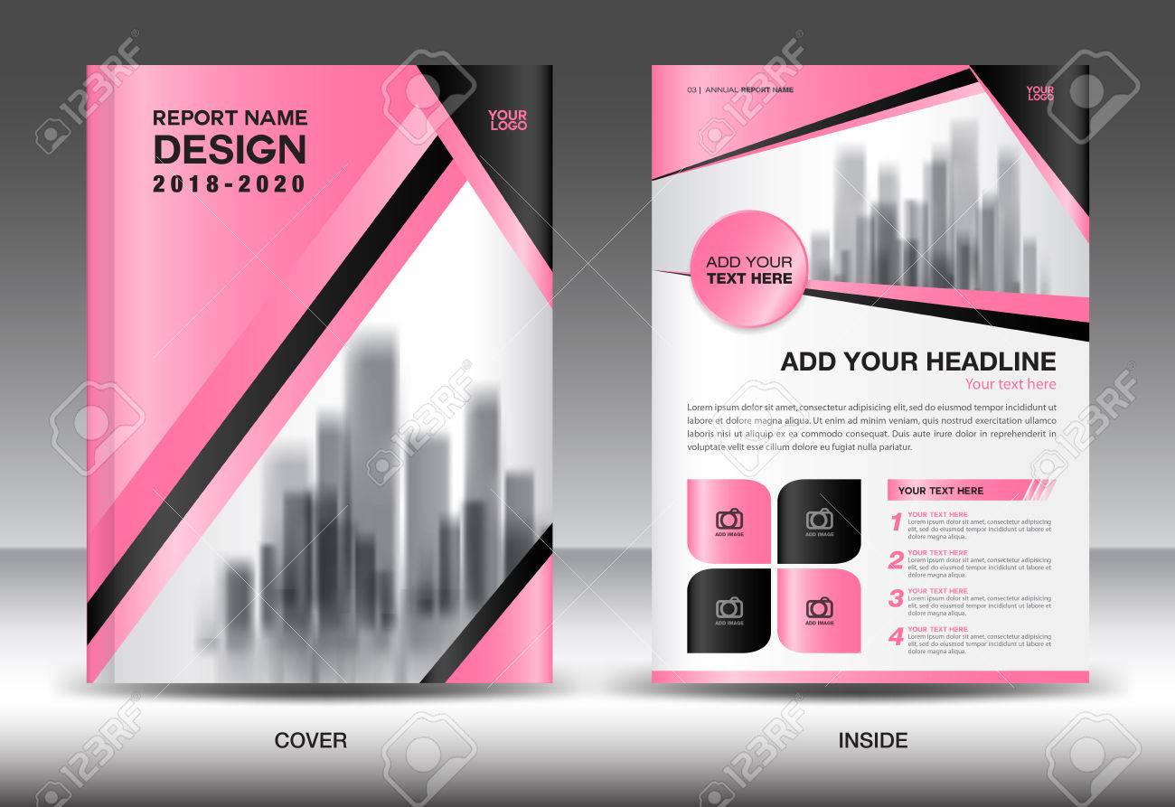 annual report brochure flyer template pink cover design business