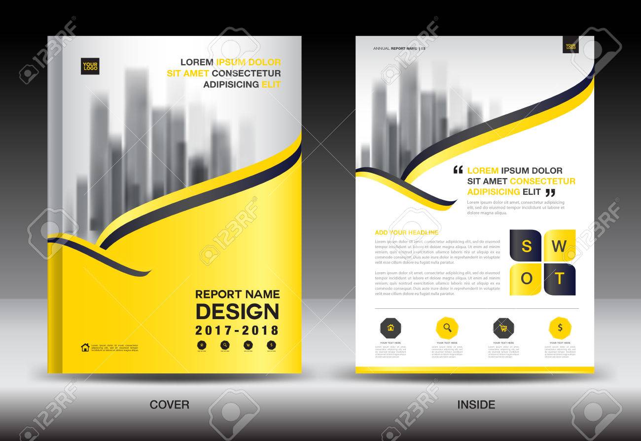 annual report brochure flyer template yellow cover design business
