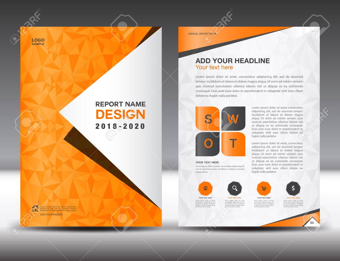 annual report brochure flyer template orange cover design business